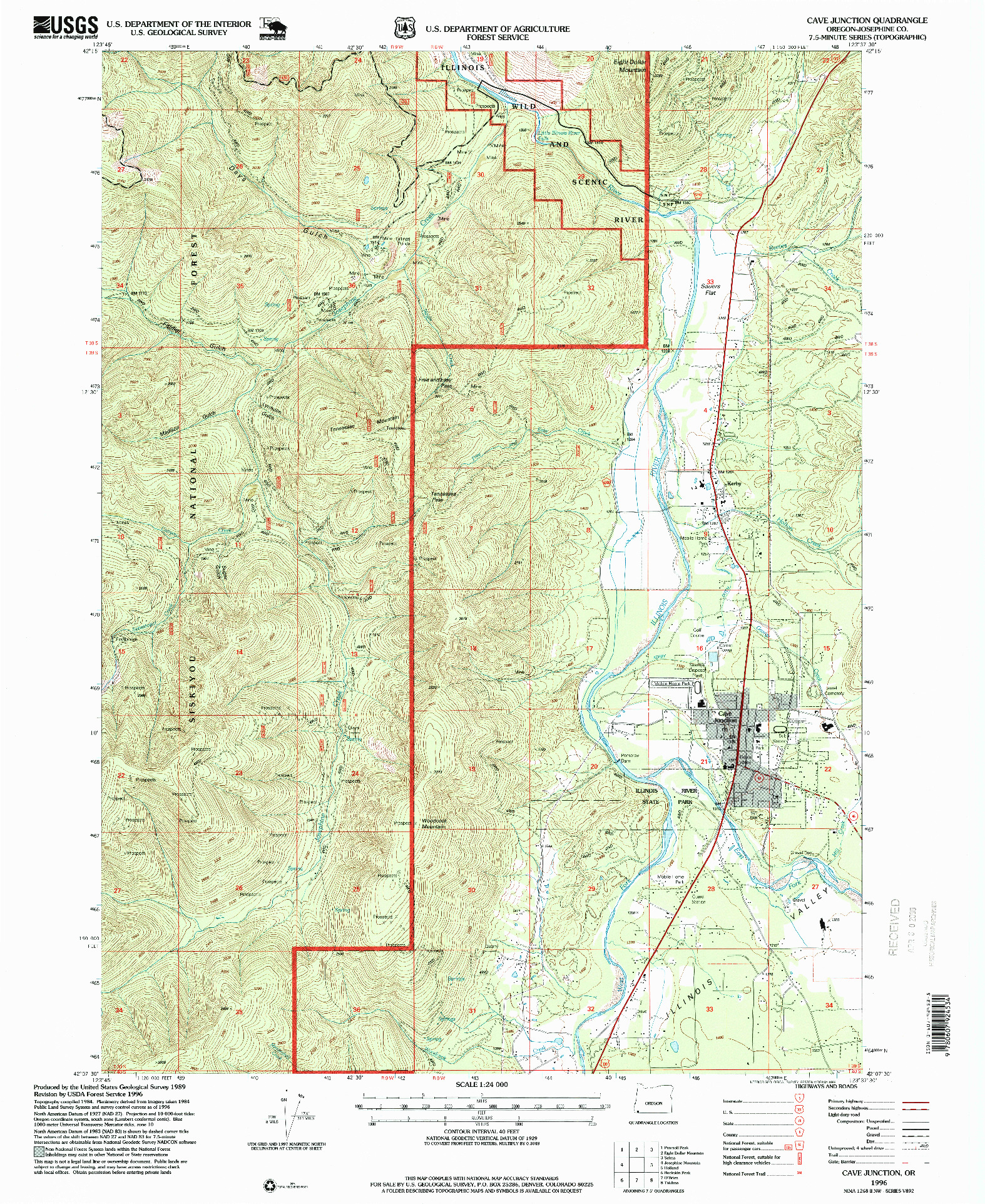 USGS 1:24000-SCALE QUADRANGLE FOR CAVE JUNCTION, OR 1996