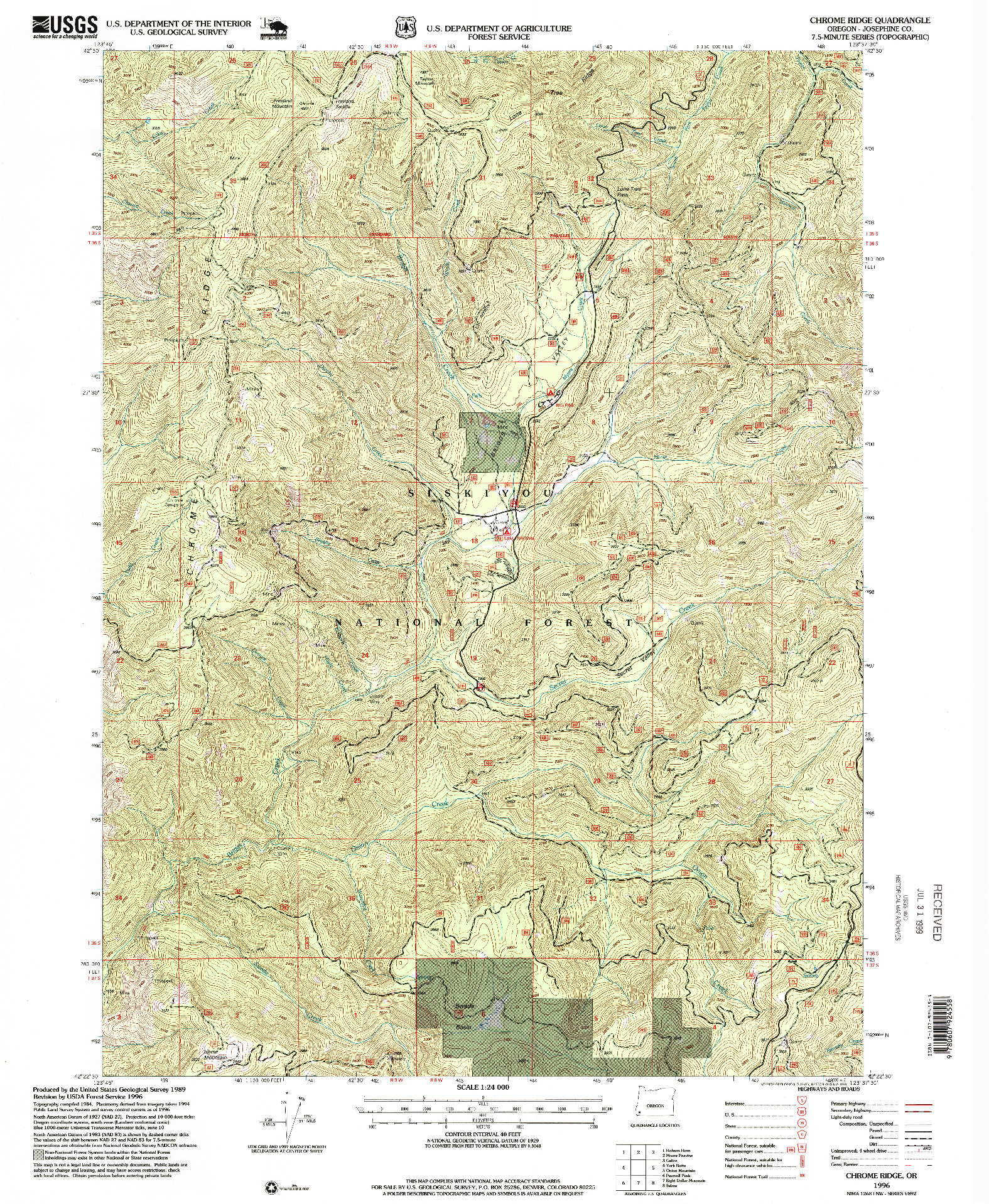 USGS 1:24000-SCALE QUADRANGLE FOR CHROME RIDGE, OR 1996