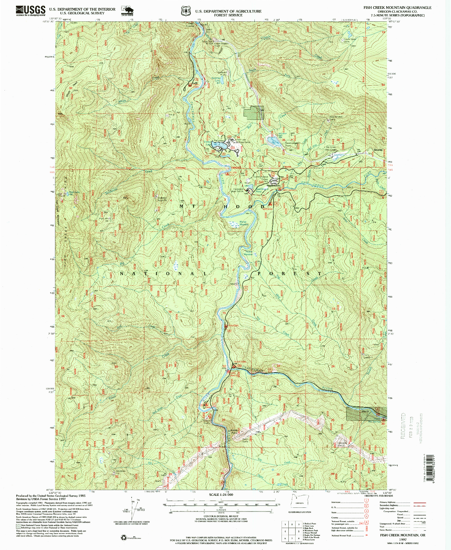USGS 1:24000-SCALE QUADRANGLE FOR FISH CREEK MOUNTAIN, OR 1997