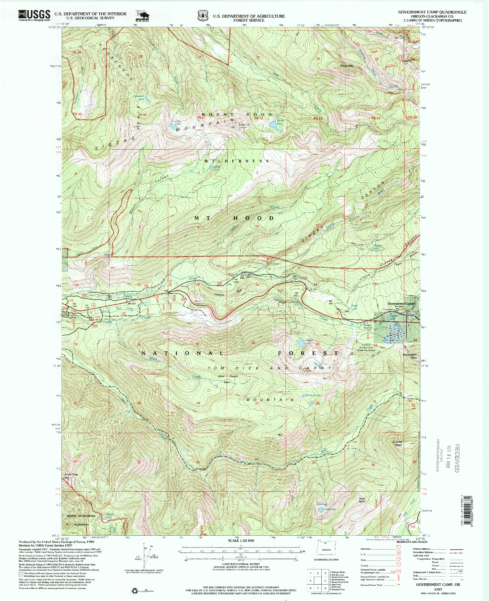 USGS 1:24000-SCALE QUADRANGLE FOR GOVERNMENT CAMP, OR 1997