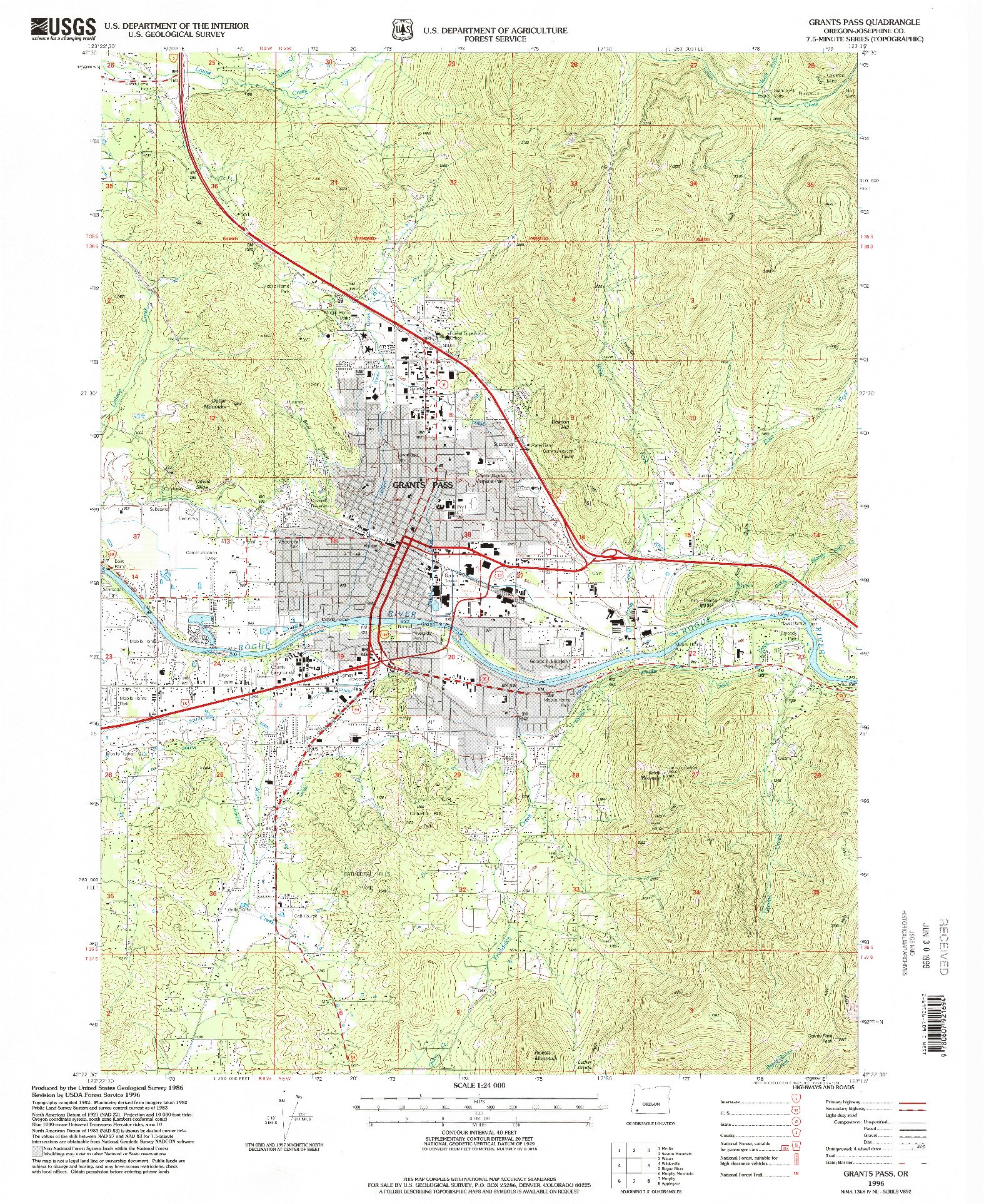 USGS 1:24000-SCALE QUADRANGLE FOR GRANTS PASS, OR 1996