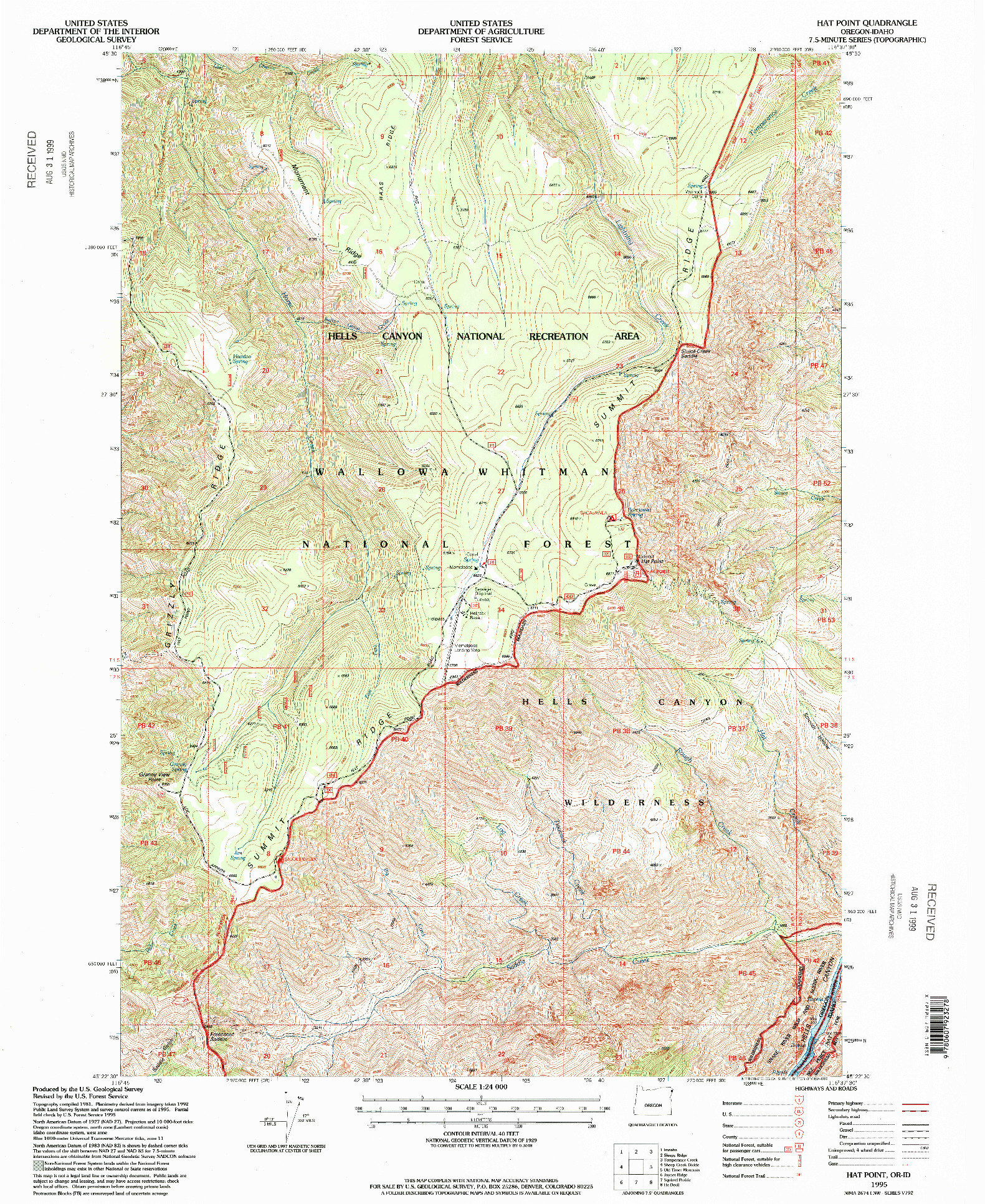 USGS 1:24000-SCALE QUADRANGLE FOR HAT POINT, OR 1995