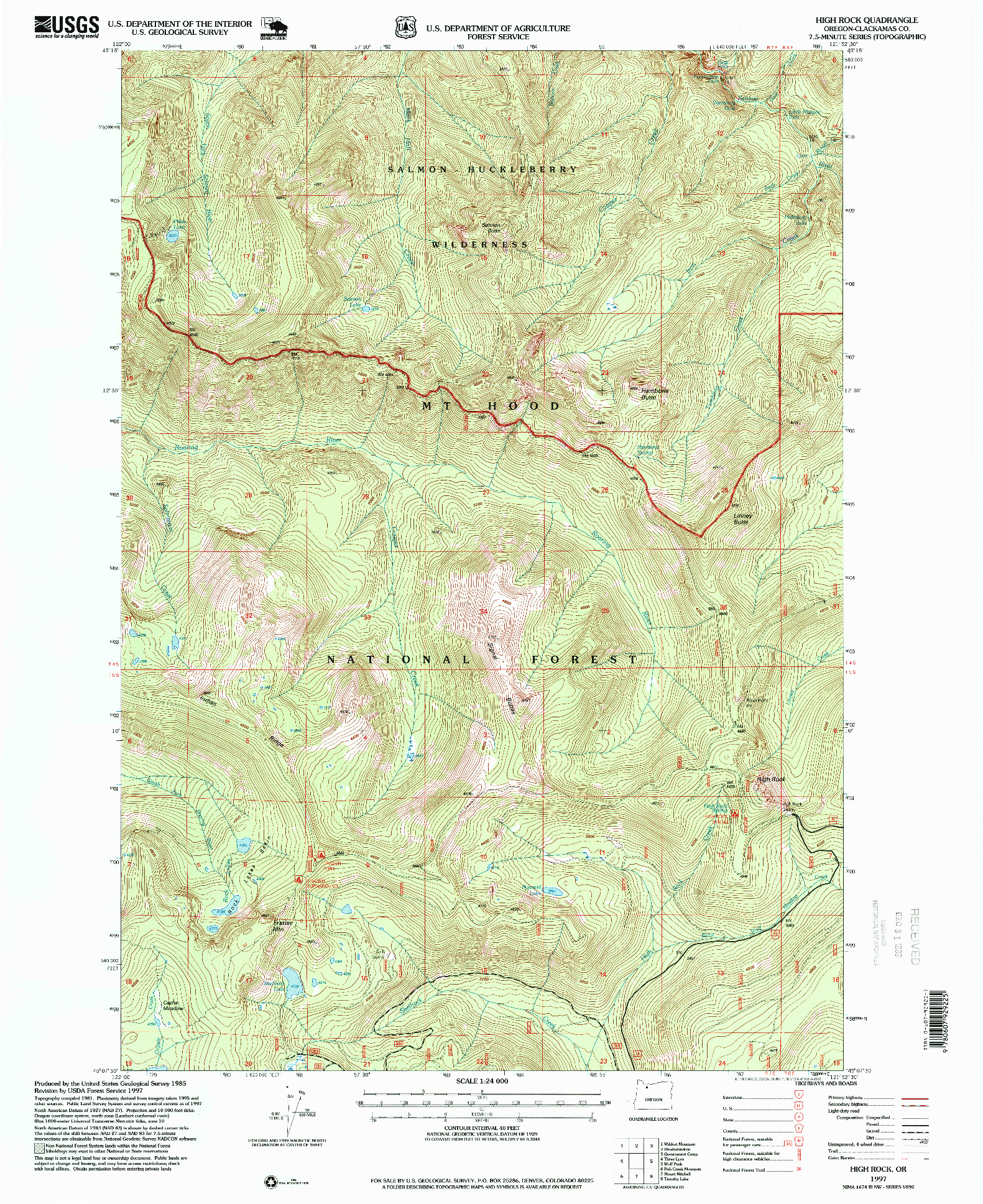 USGS 1:24000-SCALE QUADRANGLE FOR HIGH ROCK, OR 1997