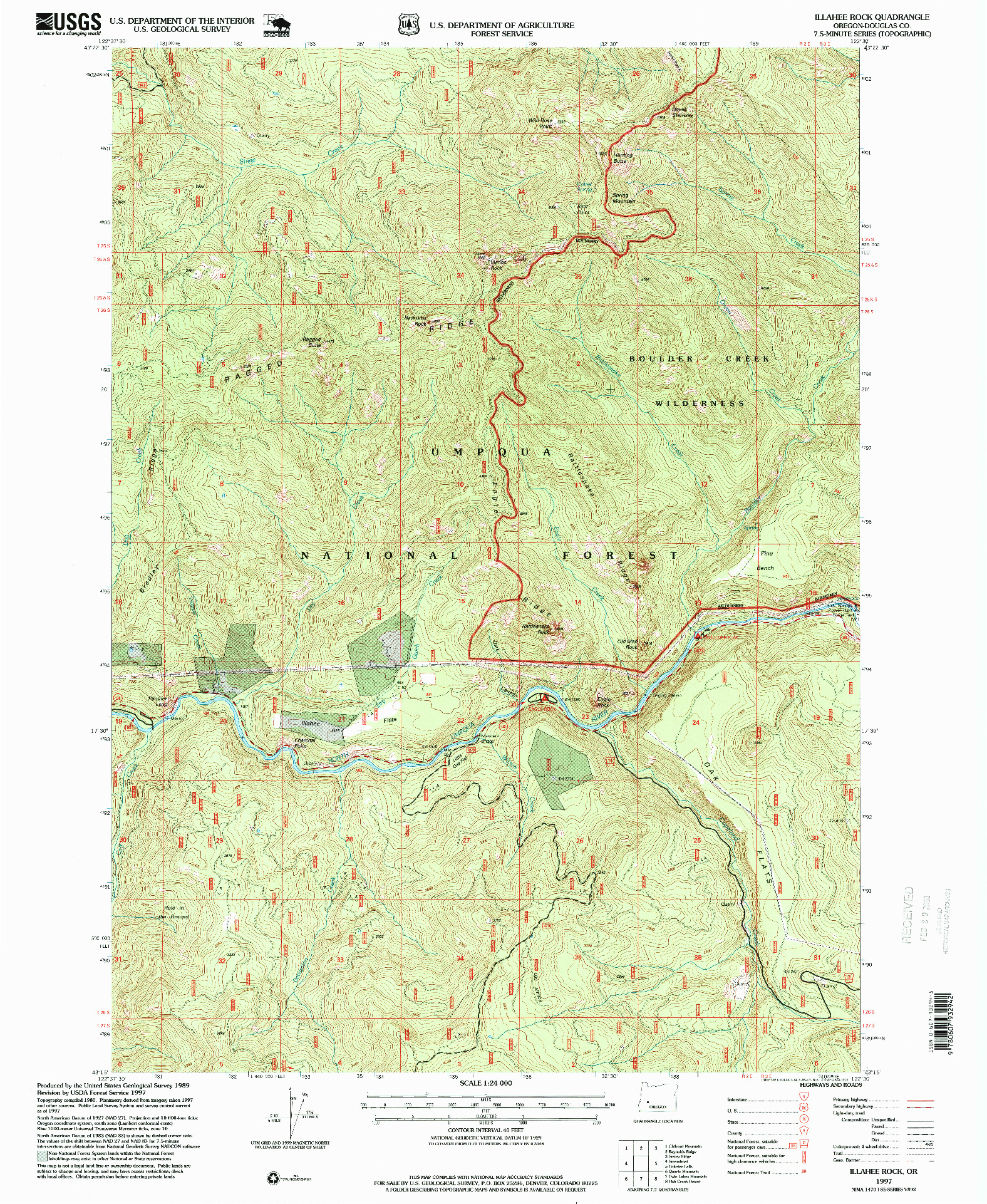 USGS 1:24000-SCALE QUADRANGLE FOR ILLAHEE ROCK, OR 1997