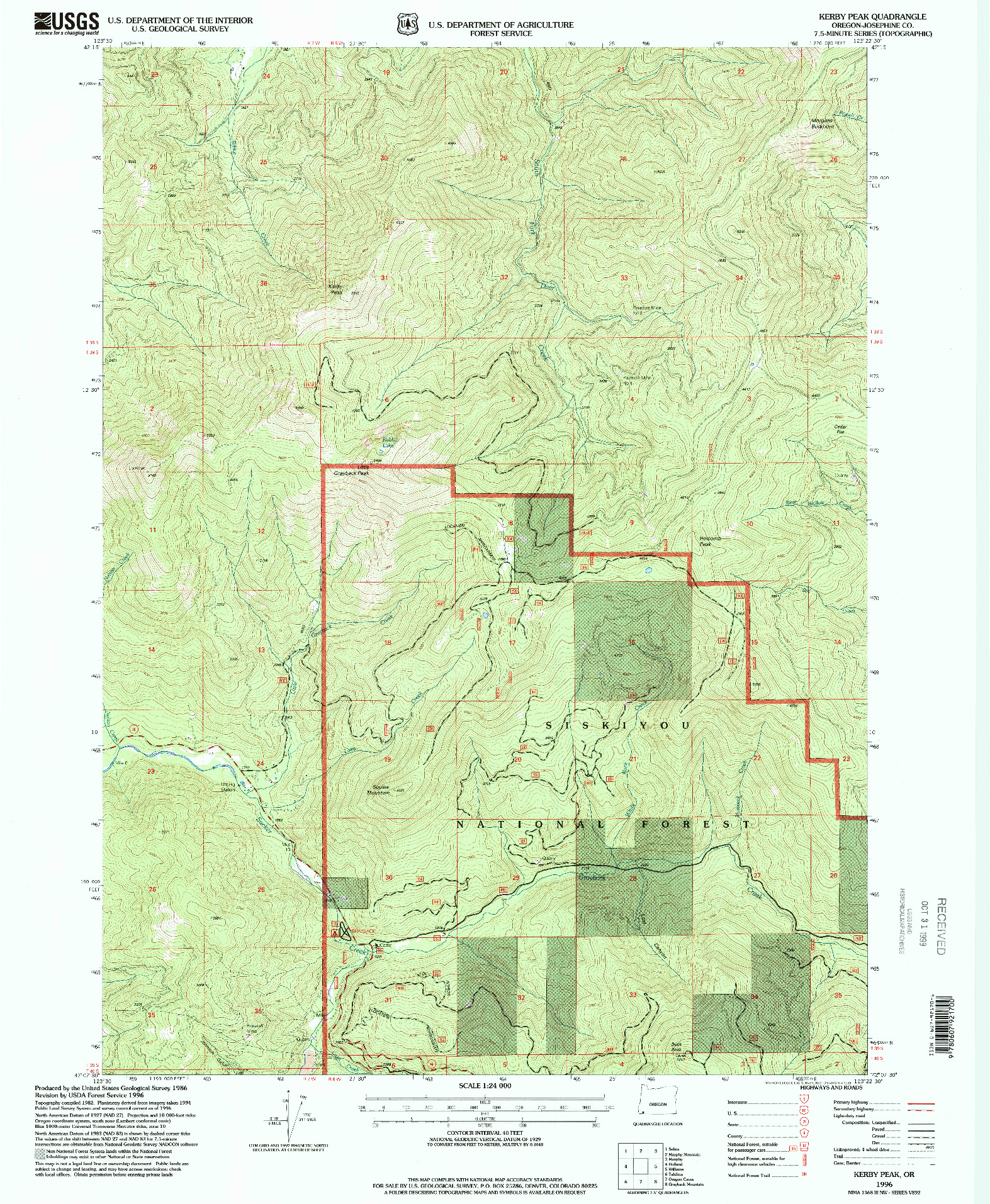 USGS 1:24000-SCALE QUADRANGLE FOR KERBY PEAK, OR 1996
