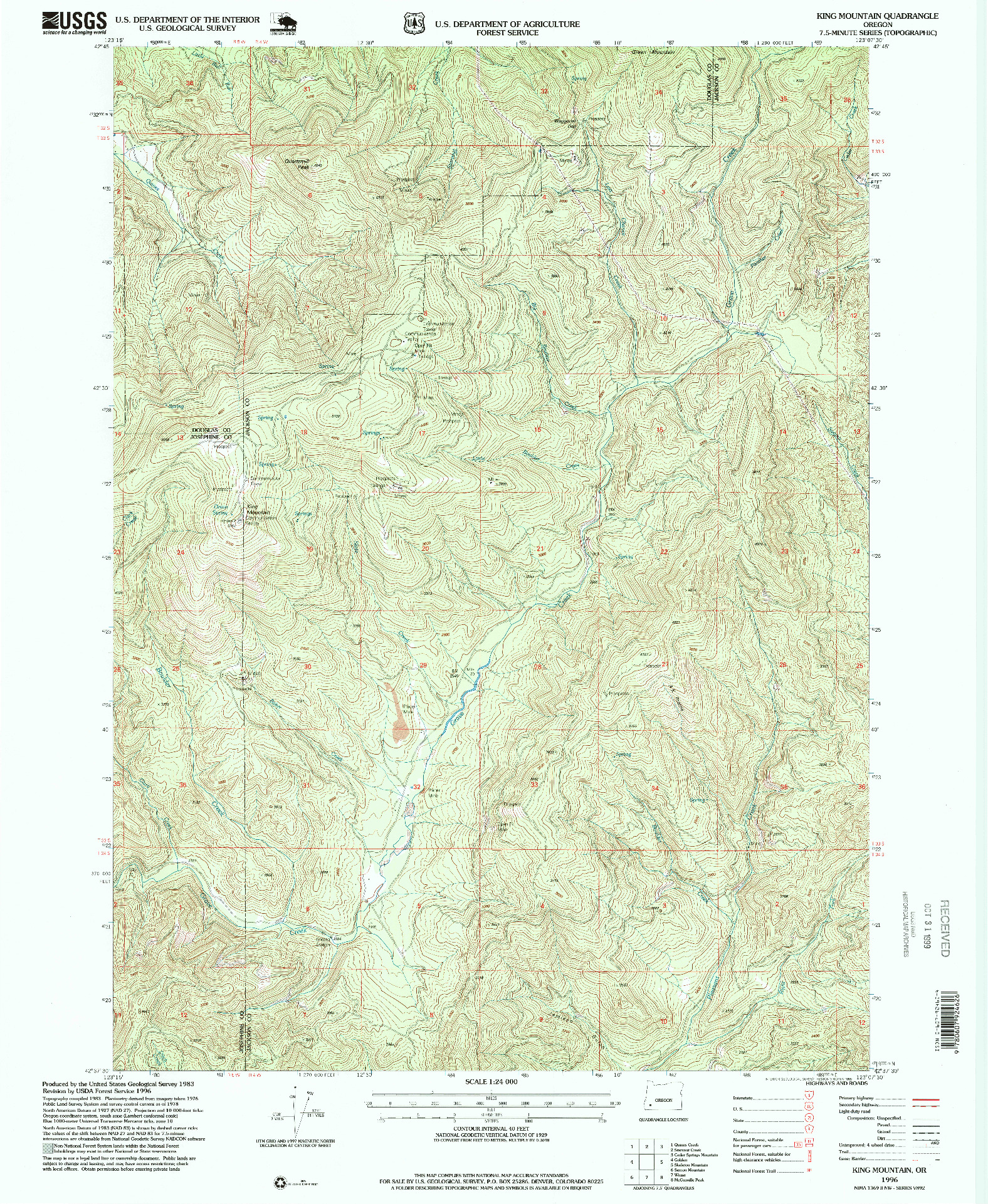 USGS 1:24000-SCALE QUADRANGLE FOR KING MOUNTAIN, OR 1996