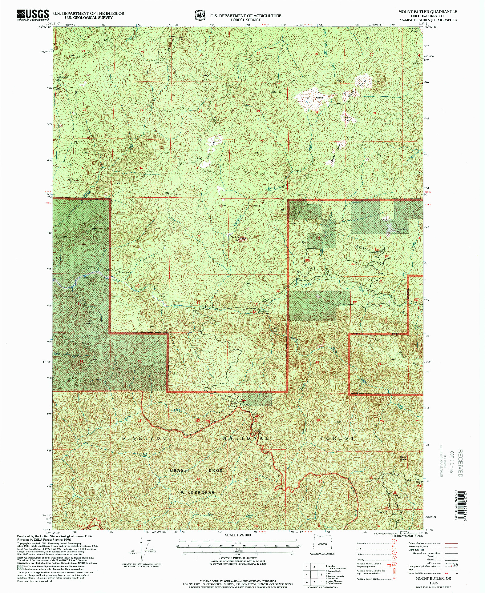 USGS 1:24000-SCALE QUADRANGLE FOR MOUNT BUTLER, OR 1996