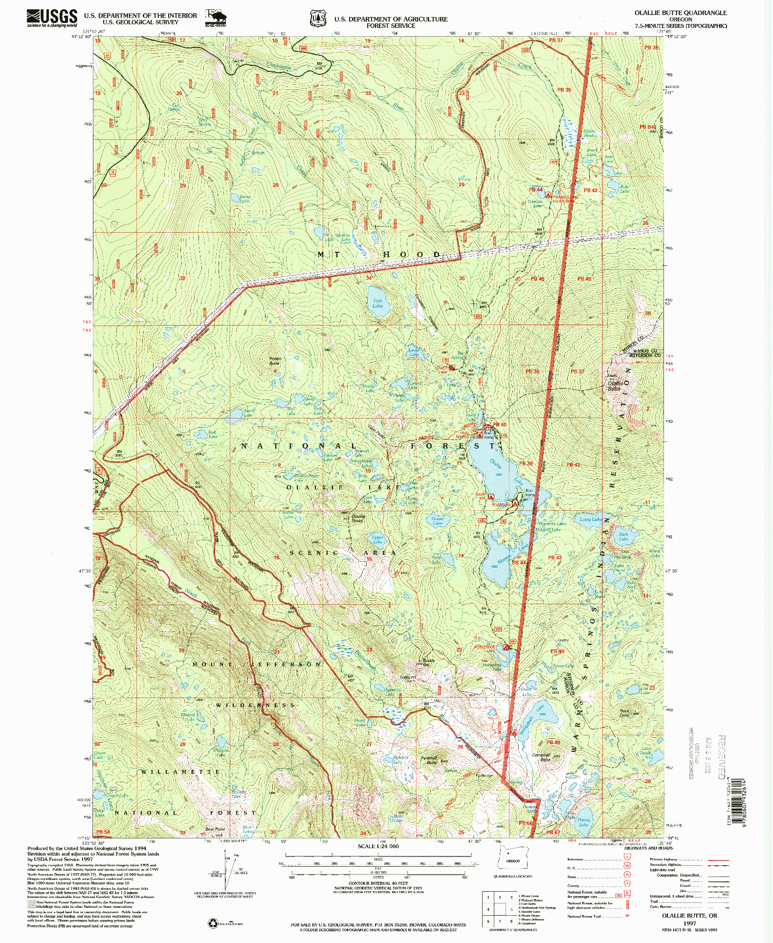 USGS 1:24000-SCALE QUADRANGLE FOR OLALLIE BUTTE, OR 1997