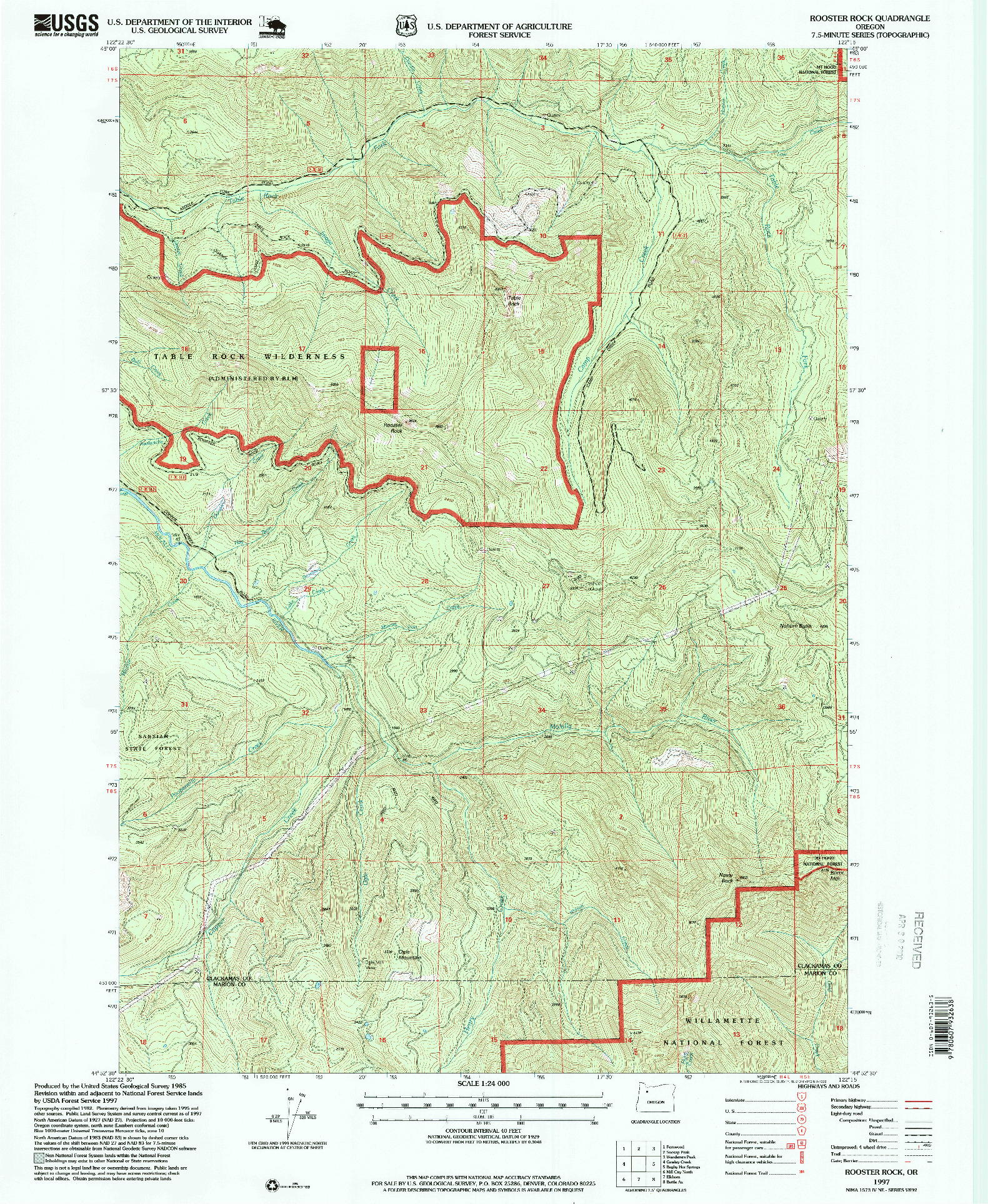 USGS 1:24000-SCALE QUADRANGLE FOR ROOSTER ROCK, OR 1997