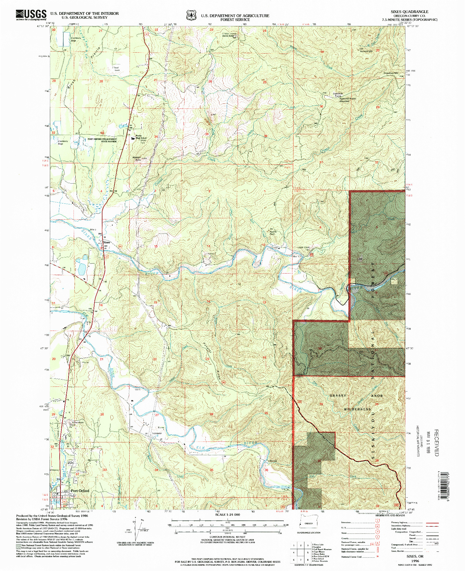 USGS 1:24000-SCALE QUADRANGLE FOR SIXES, OR 1996