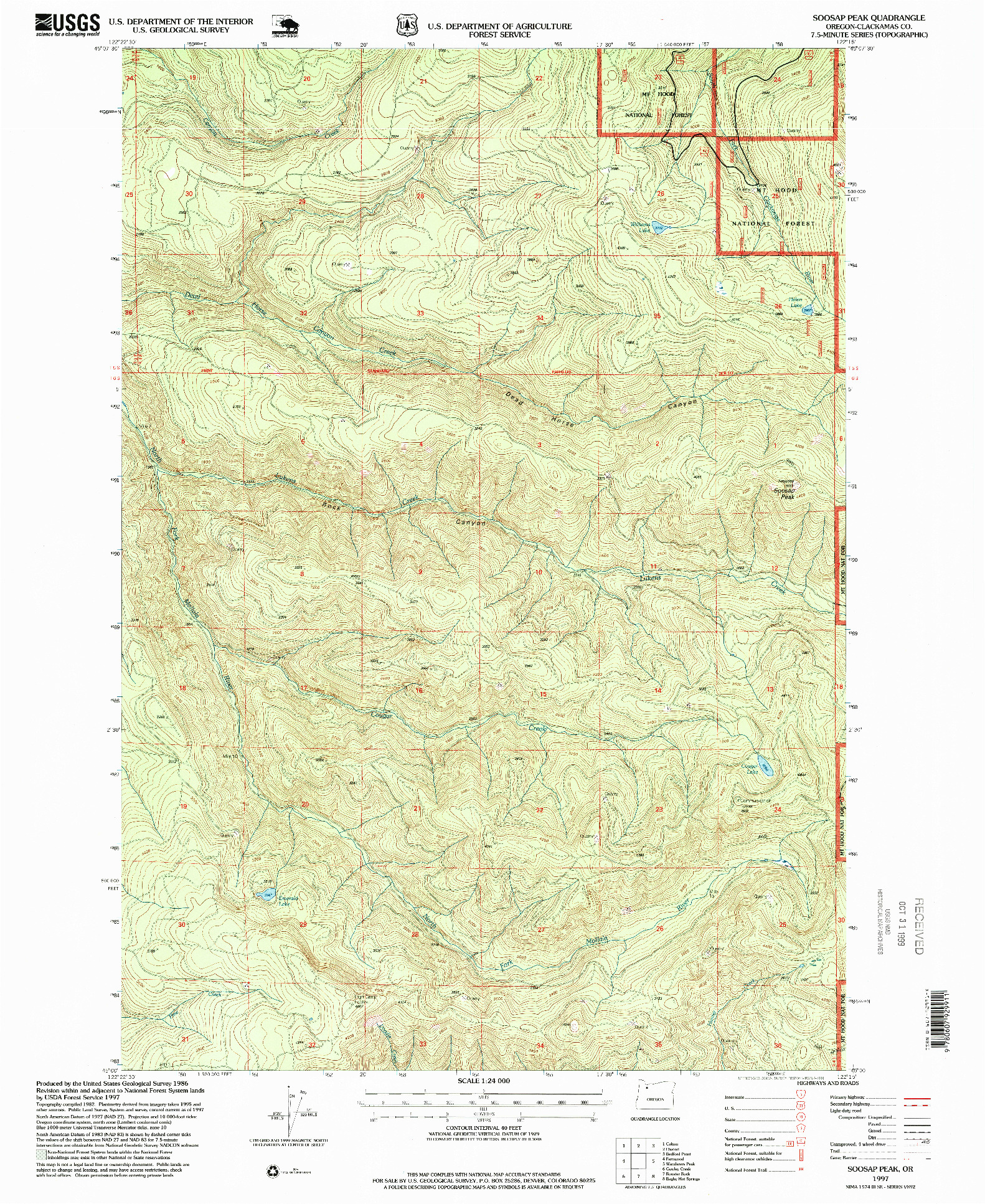 USGS 1:24000-SCALE QUADRANGLE FOR SOOSAP PEAK, OR 1997