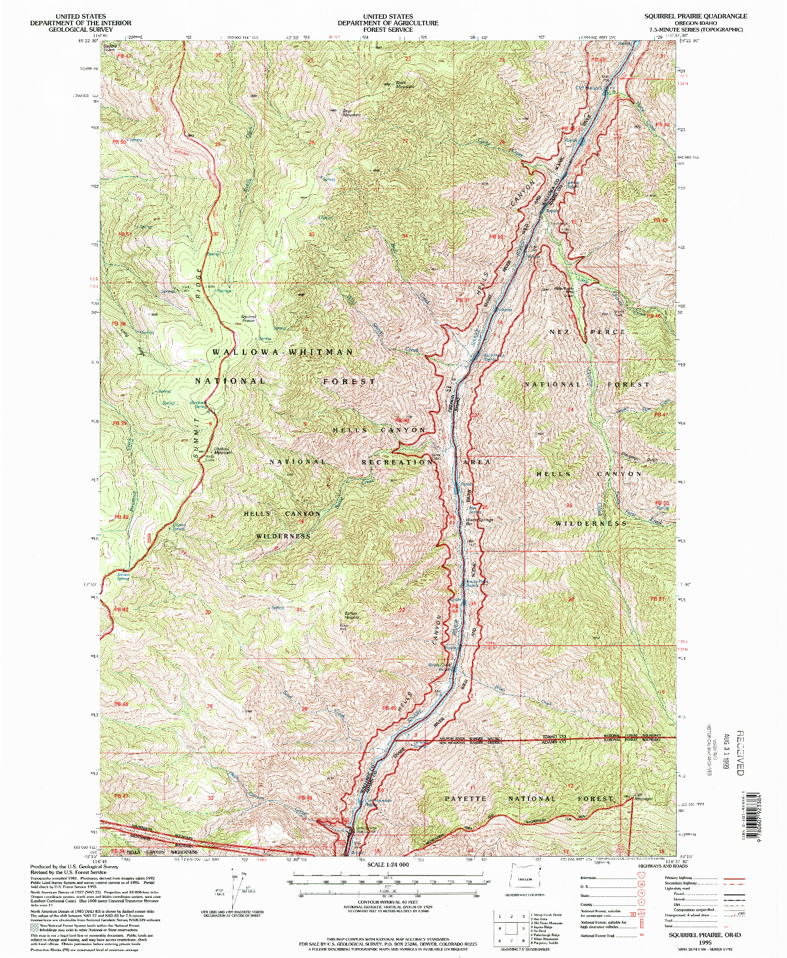 USGS 1:24000-SCALE QUADRANGLE FOR SQUIRREL PRAIRIE, OR 1995