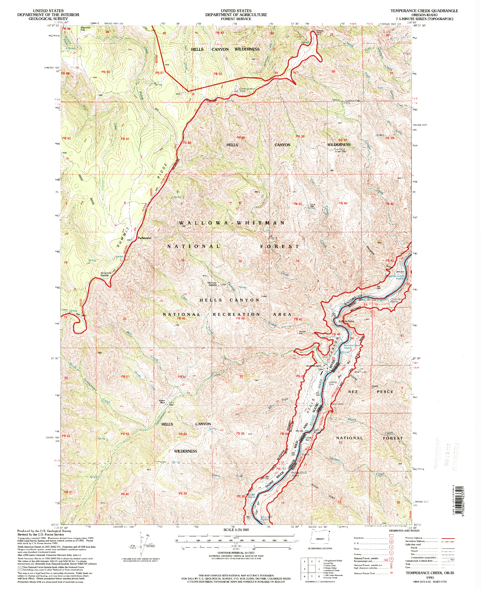 USGS 1:24000-SCALE QUADRANGLE FOR TEMPERANCE CREEK, OR 1995