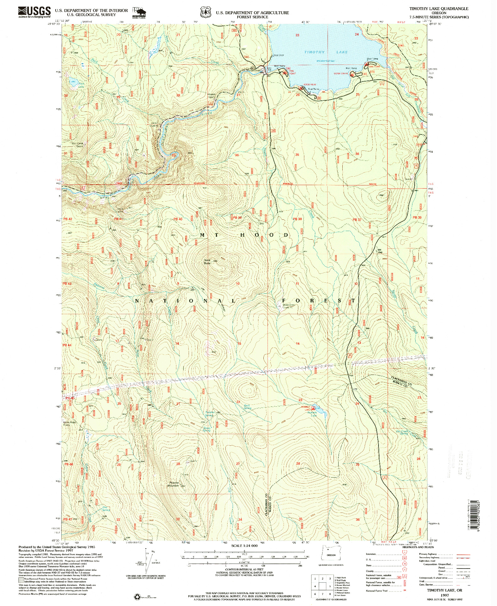USGS 1:24000-SCALE QUADRANGLE FOR TIMOTHY LAKE, OR 1997