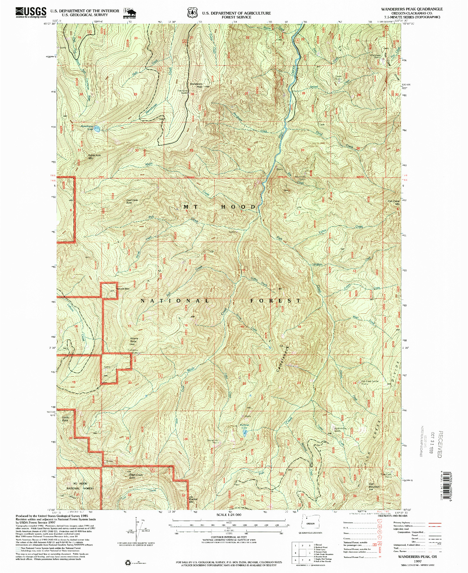 USGS 1:24000-SCALE QUADRANGLE FOR WANDERERS PEAK, OR 1997