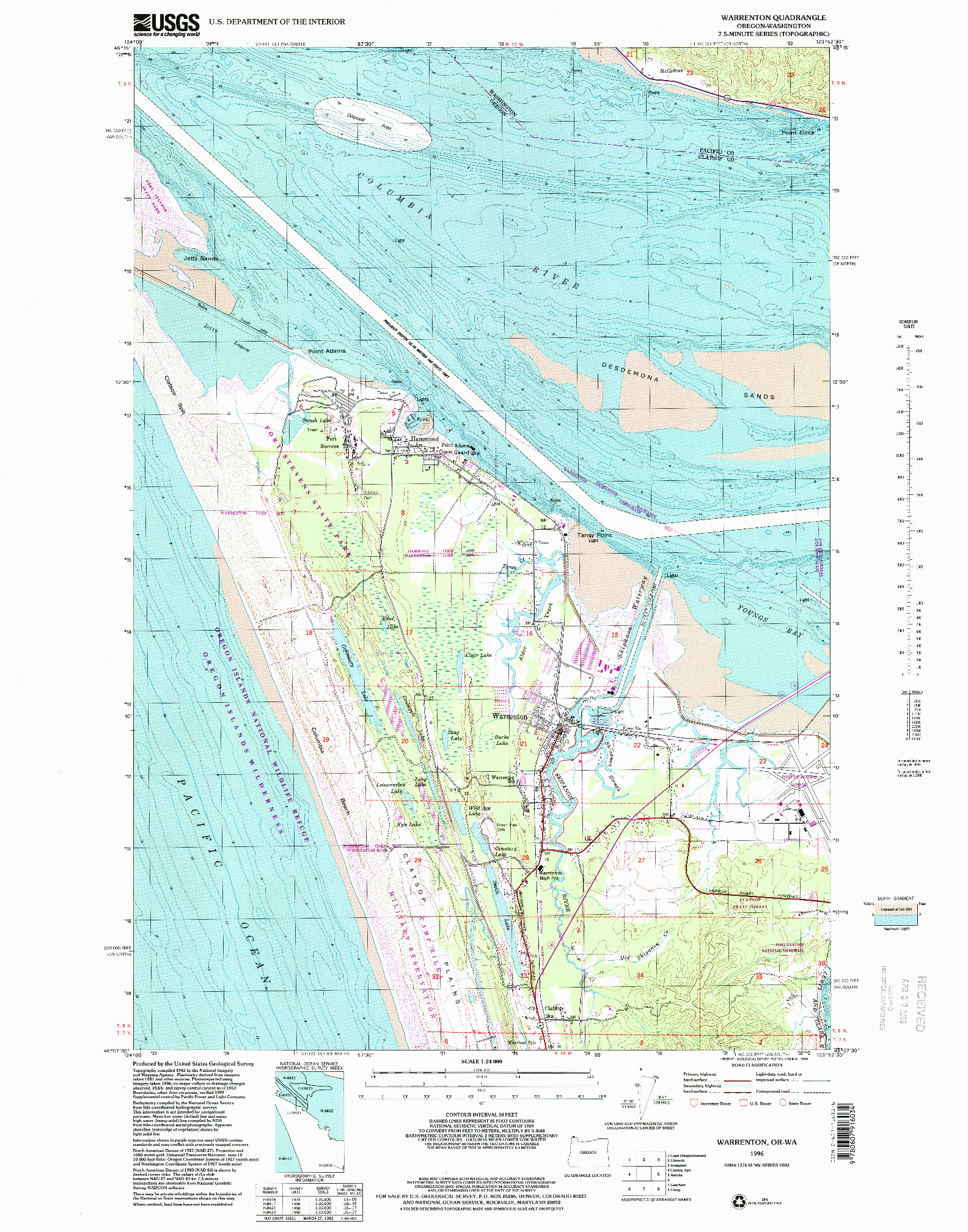 USGS 1:24000-SCALE QUADRANGLE FOR WARRENTON, OR 1996