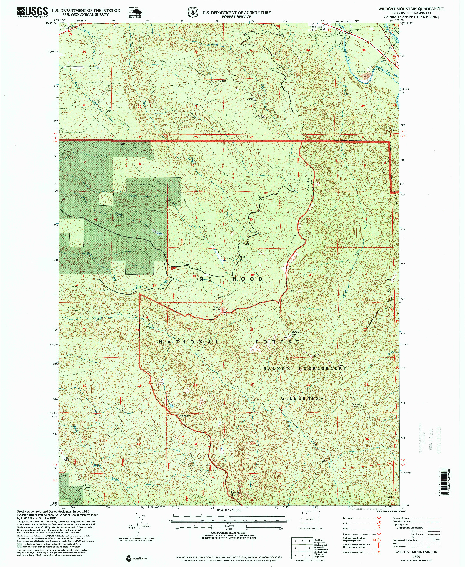 USGS 1:24000-SCALE QUADRANGLE FOR WILDCAT MOUNTAIN, OR 1997