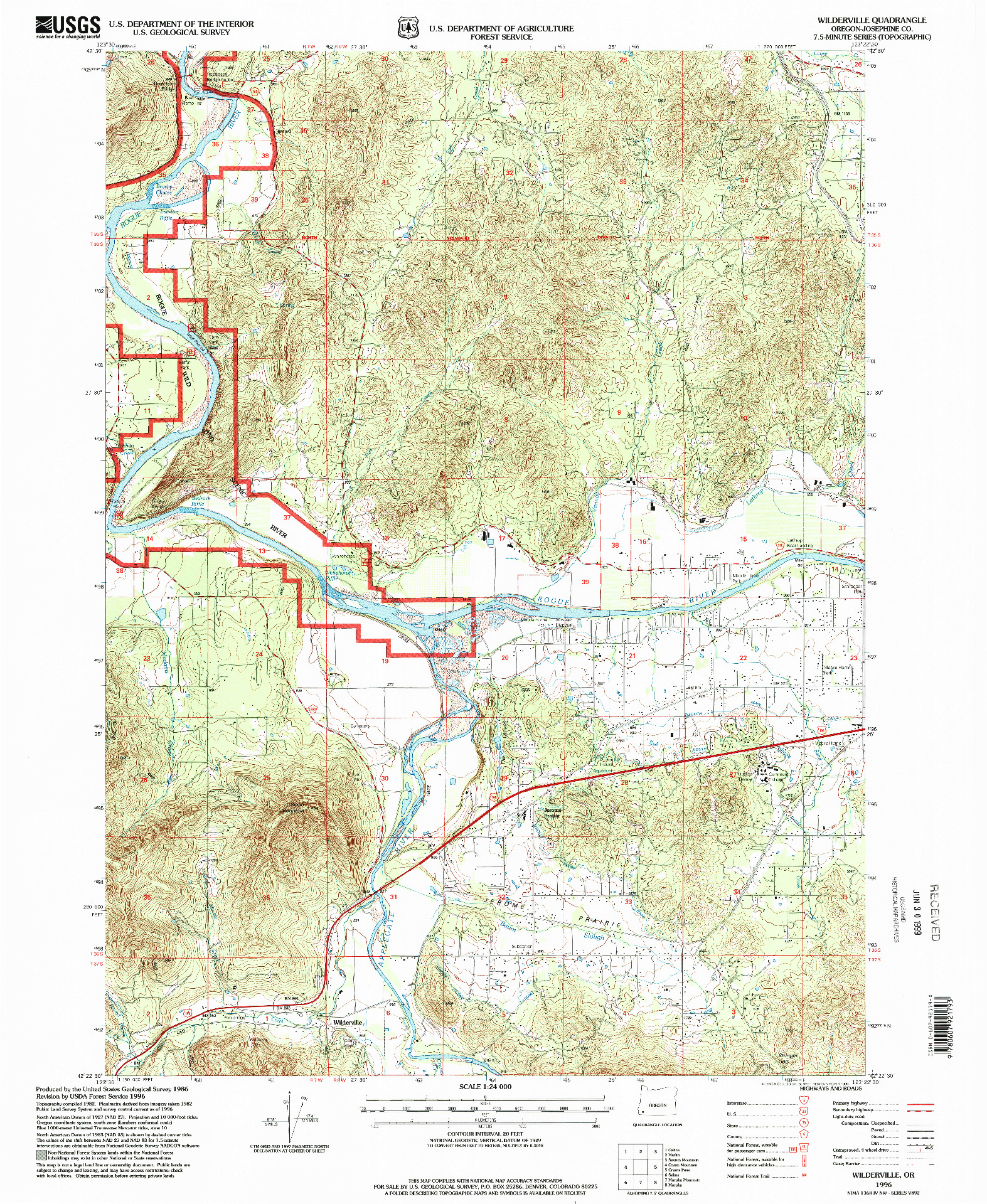 USGS 1:24000-SCALE QUADRANGLE FOR WILDERVILLE, OR 1996