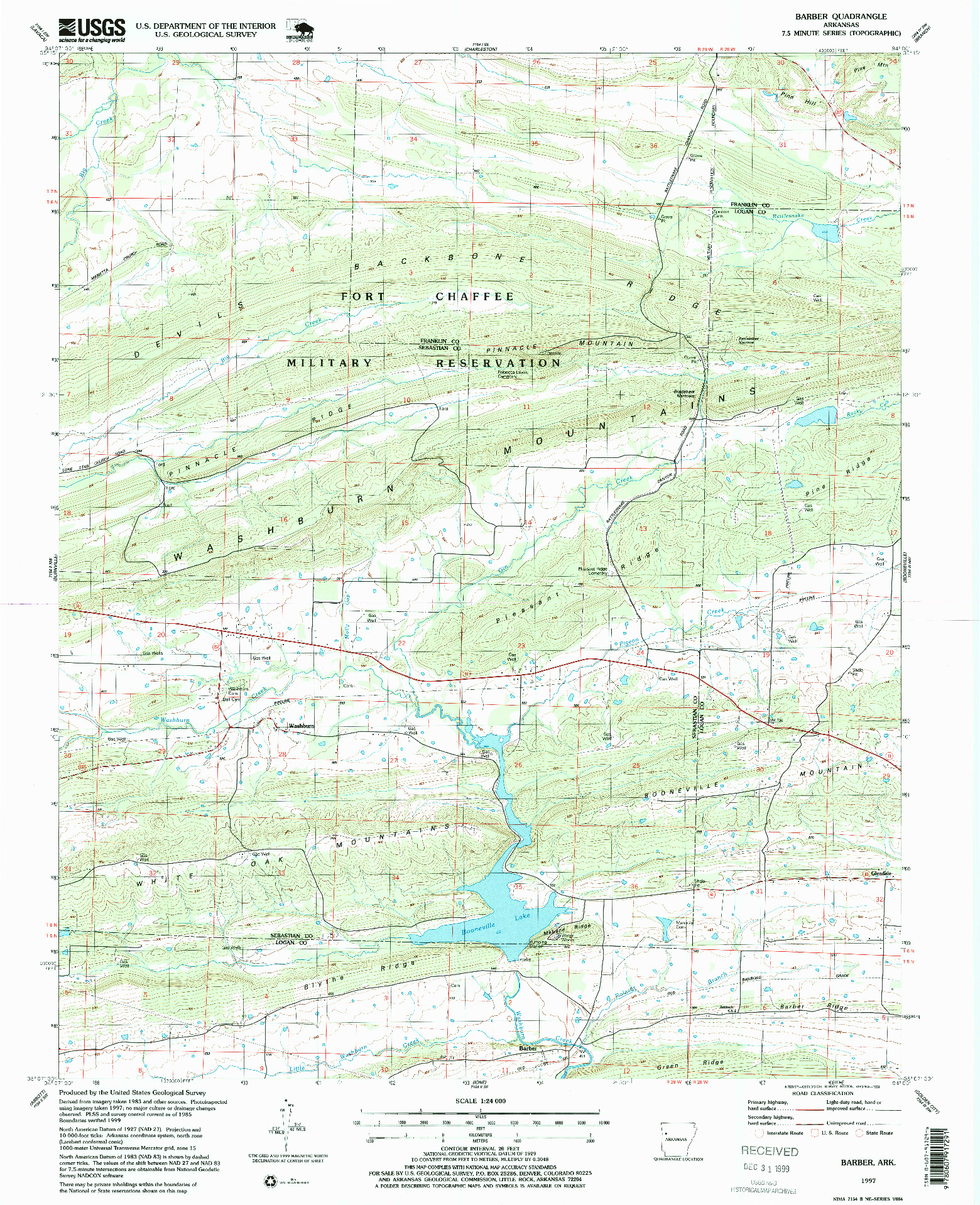USGS 1:24000-SCALE QUADRANGLE FOR BARBER, AR 1997