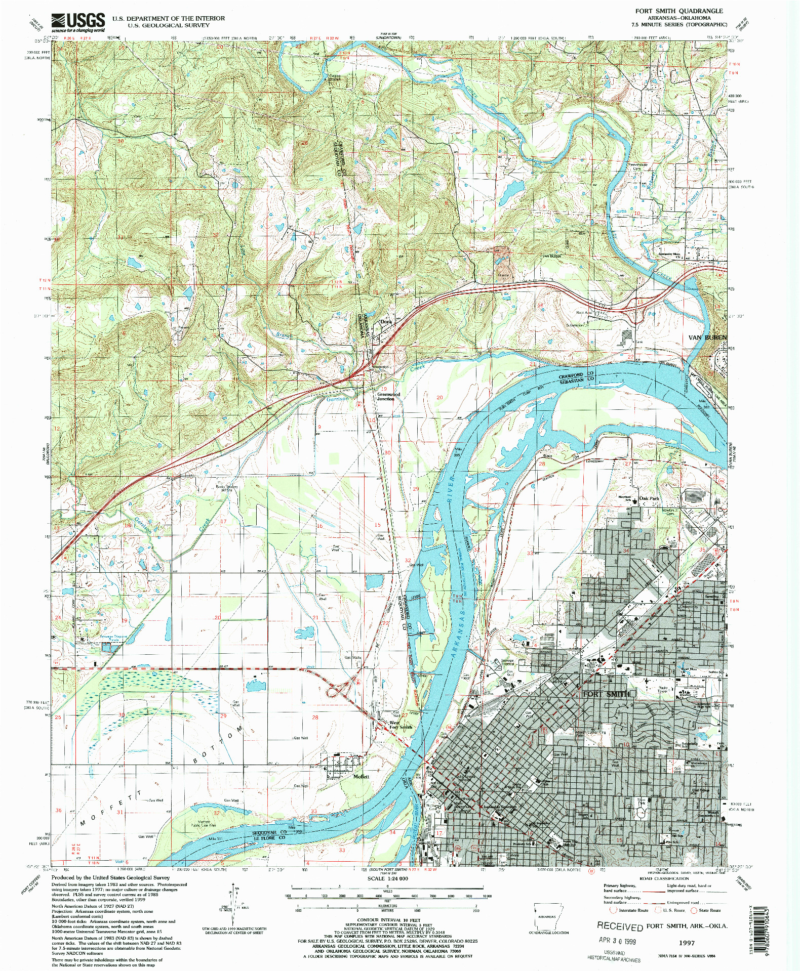 USGS 1:24000-SCALE QUADRANGLE FOR FORT SMITH, AR 1997