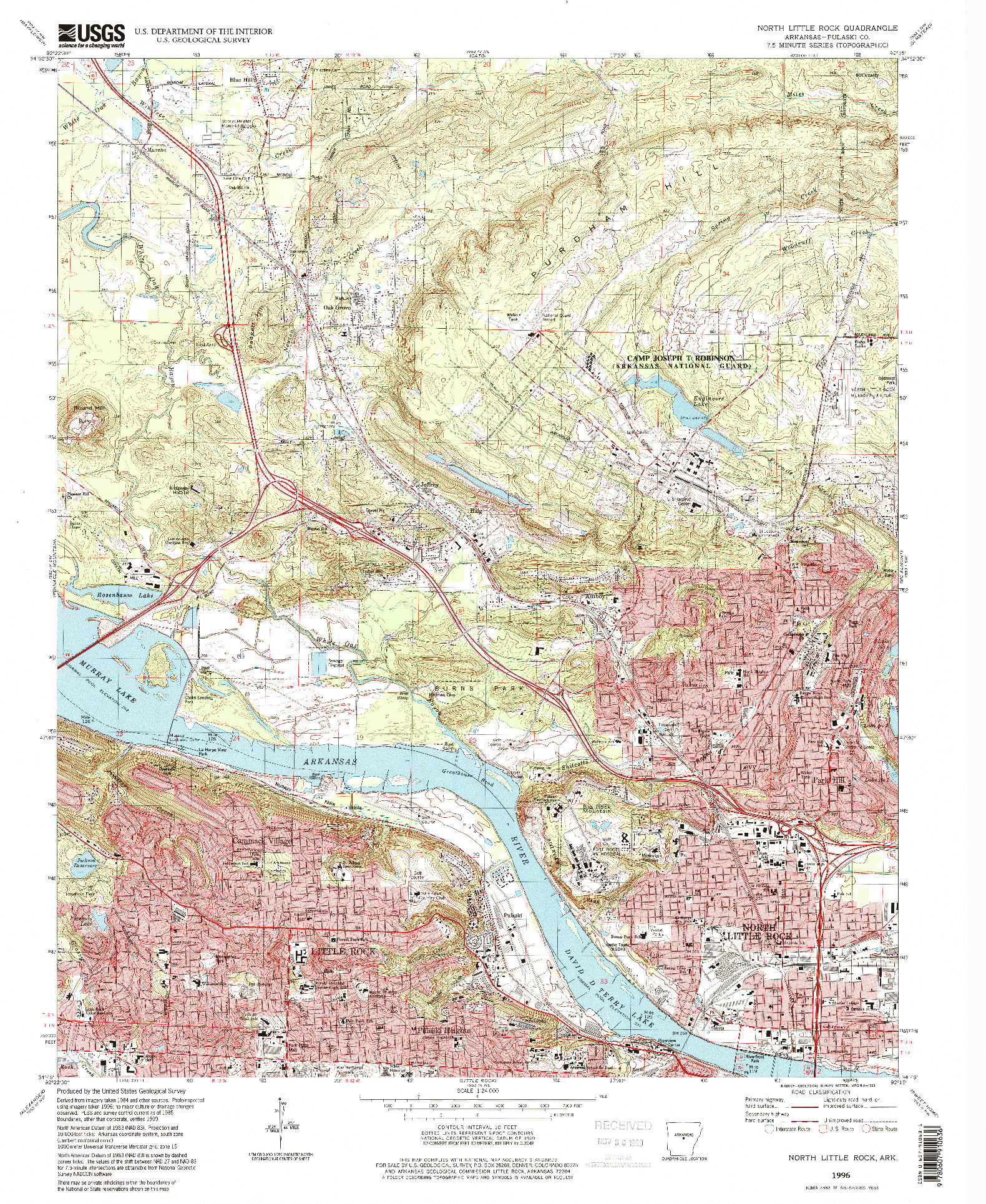 USGS 1:24000-SCALE QUADRANGLE FOR NORTH LITTLE ROCK, AR 1996