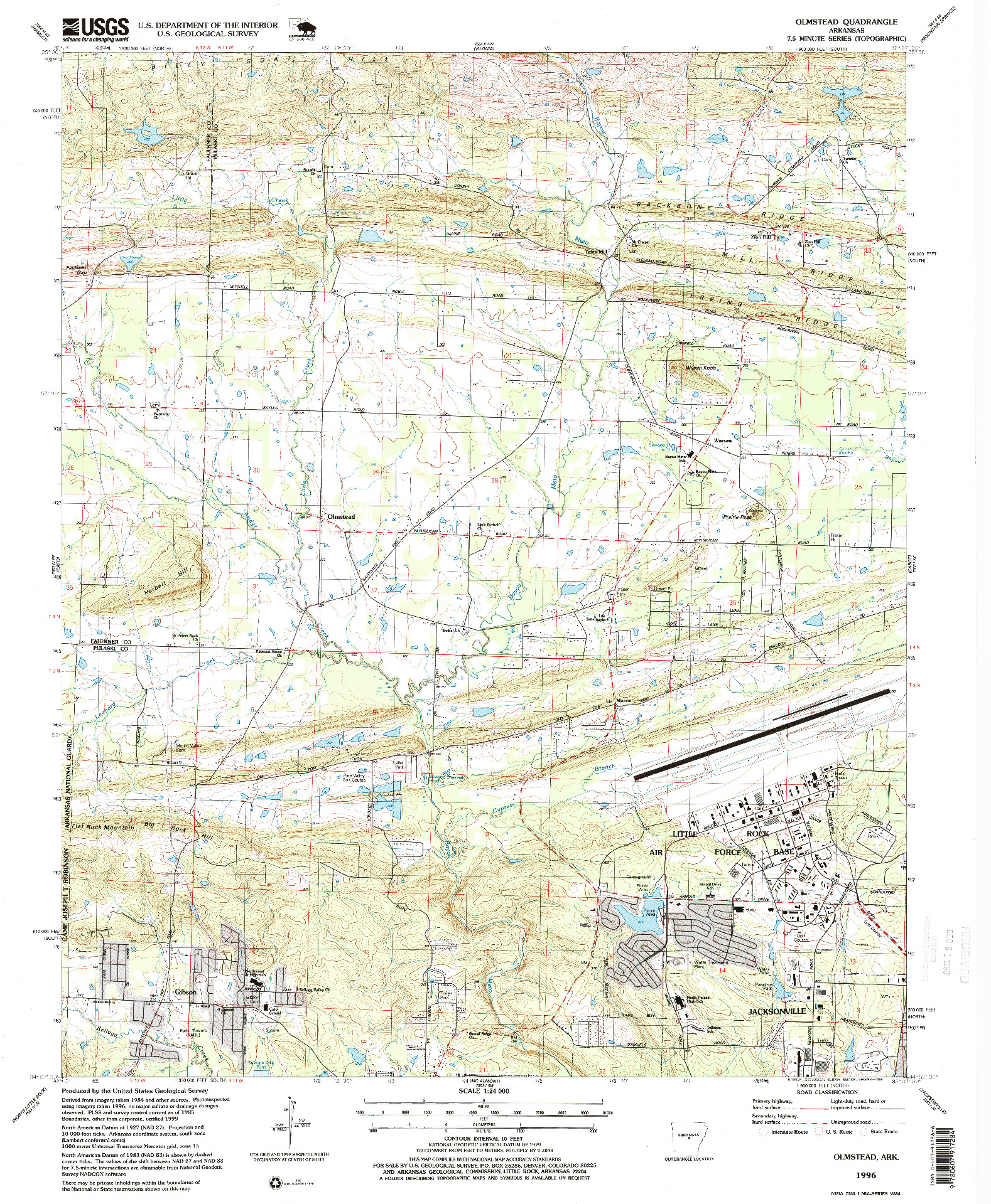 USGS 1:24000-SCALE QUADRANGLE FOR OLMSTEAD, AR 1996