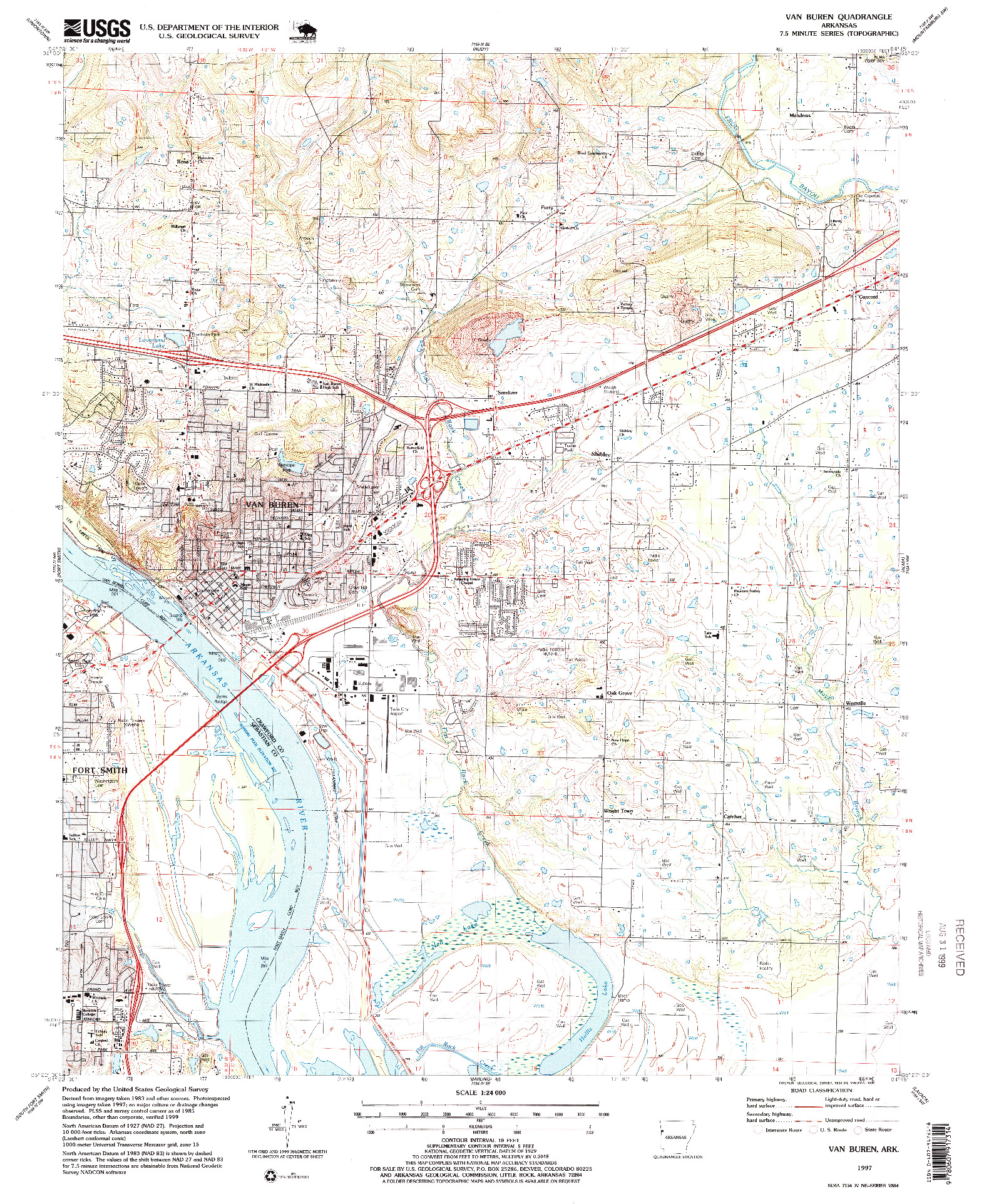 USGS 1:24000-SCALE QUADRANGLE FOR VAN BUREN, AR 1997