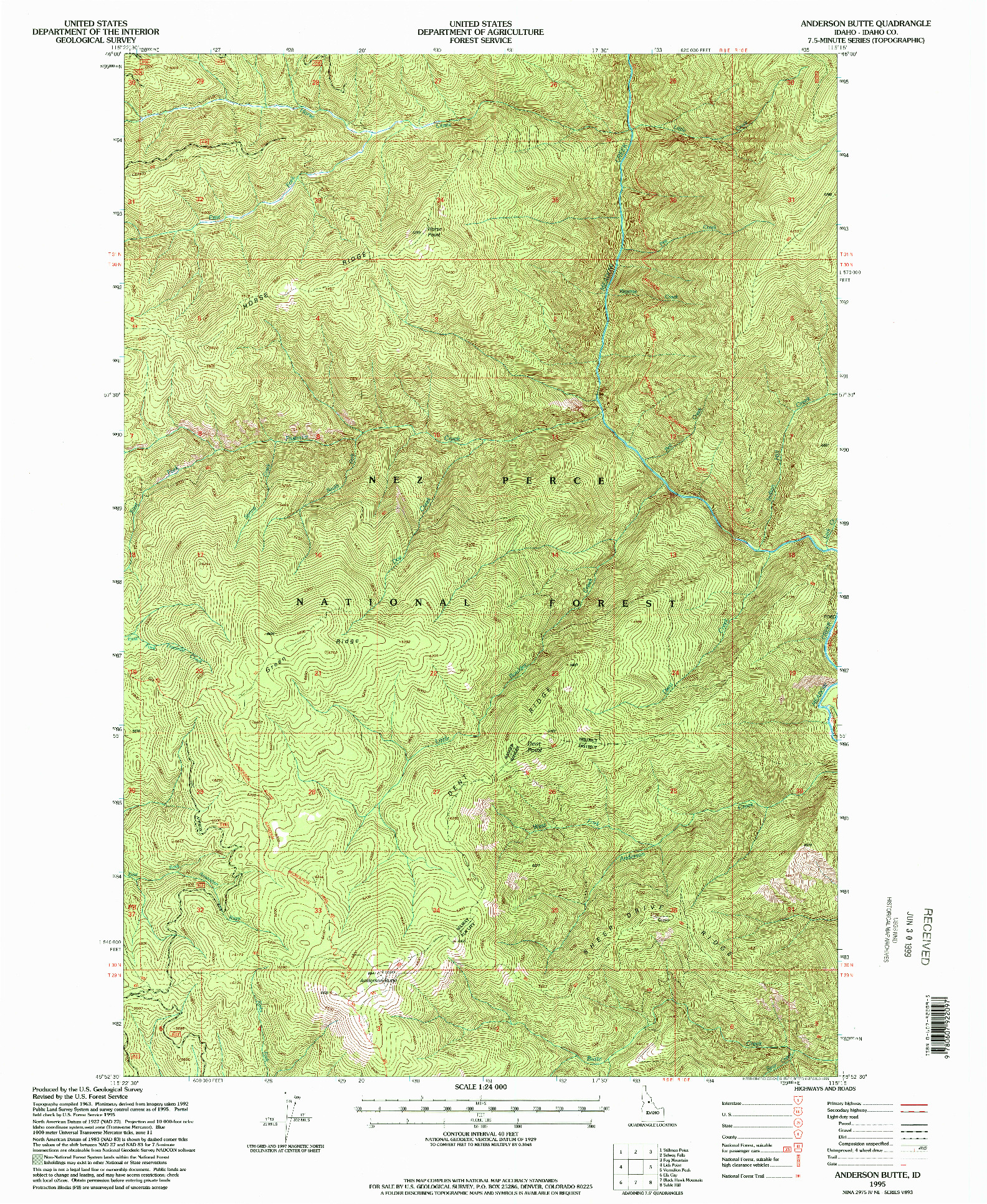 USGS 1:24000-SCALE QUADRANGLE FOR ANDERSON BUTTE, ID 1995