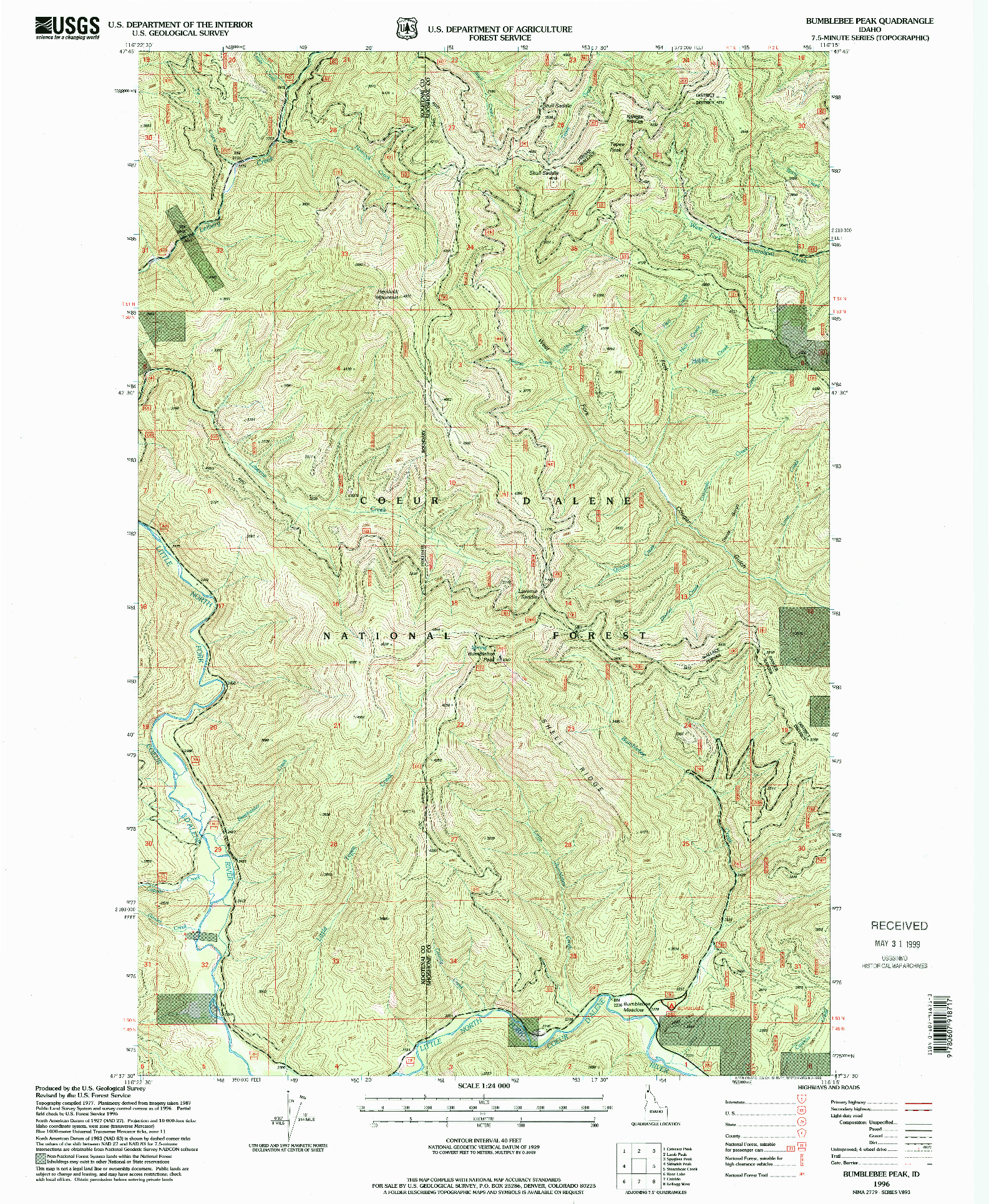 USGS 1:24000-SCALE QUADRANGLE FOR BUMBLEBEE PEAK, ID 1996