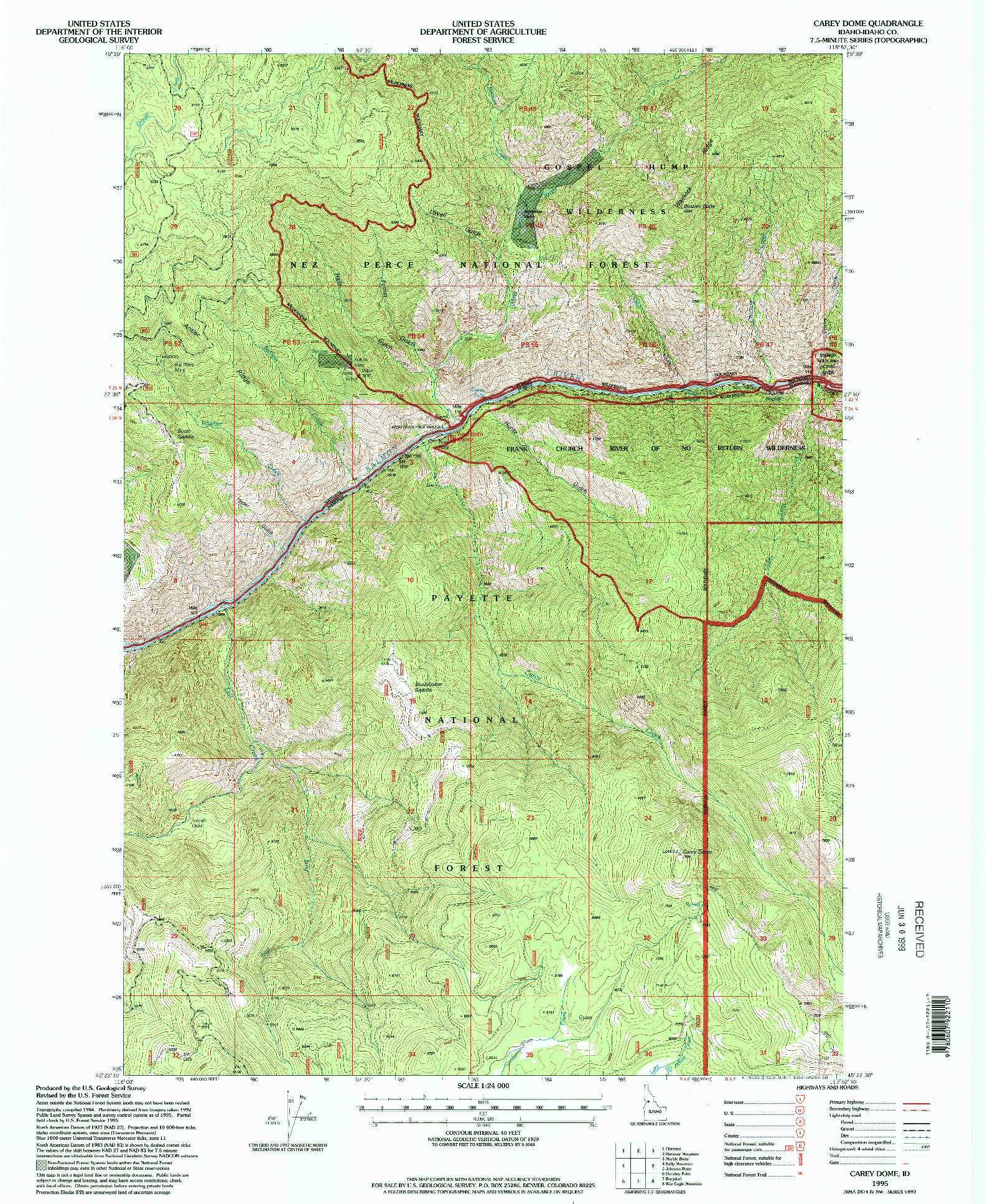 USGS 1:24000-SCALE QUADRANGLE FOR CAREY DOME, ID 1995