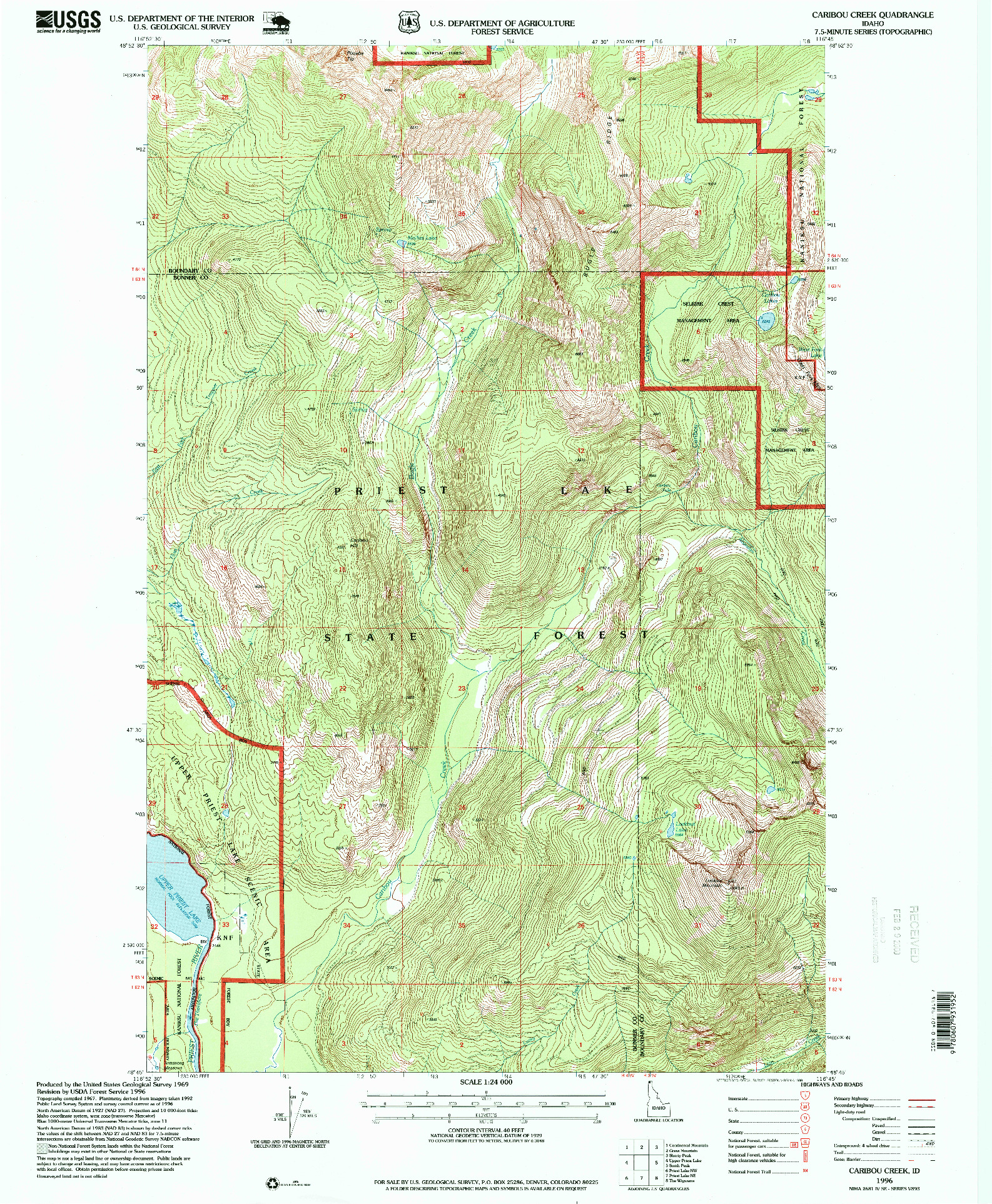 USGS 1:24000-SCALE QUADRANGLE FOR CARIBOU CREEK, ID 1996