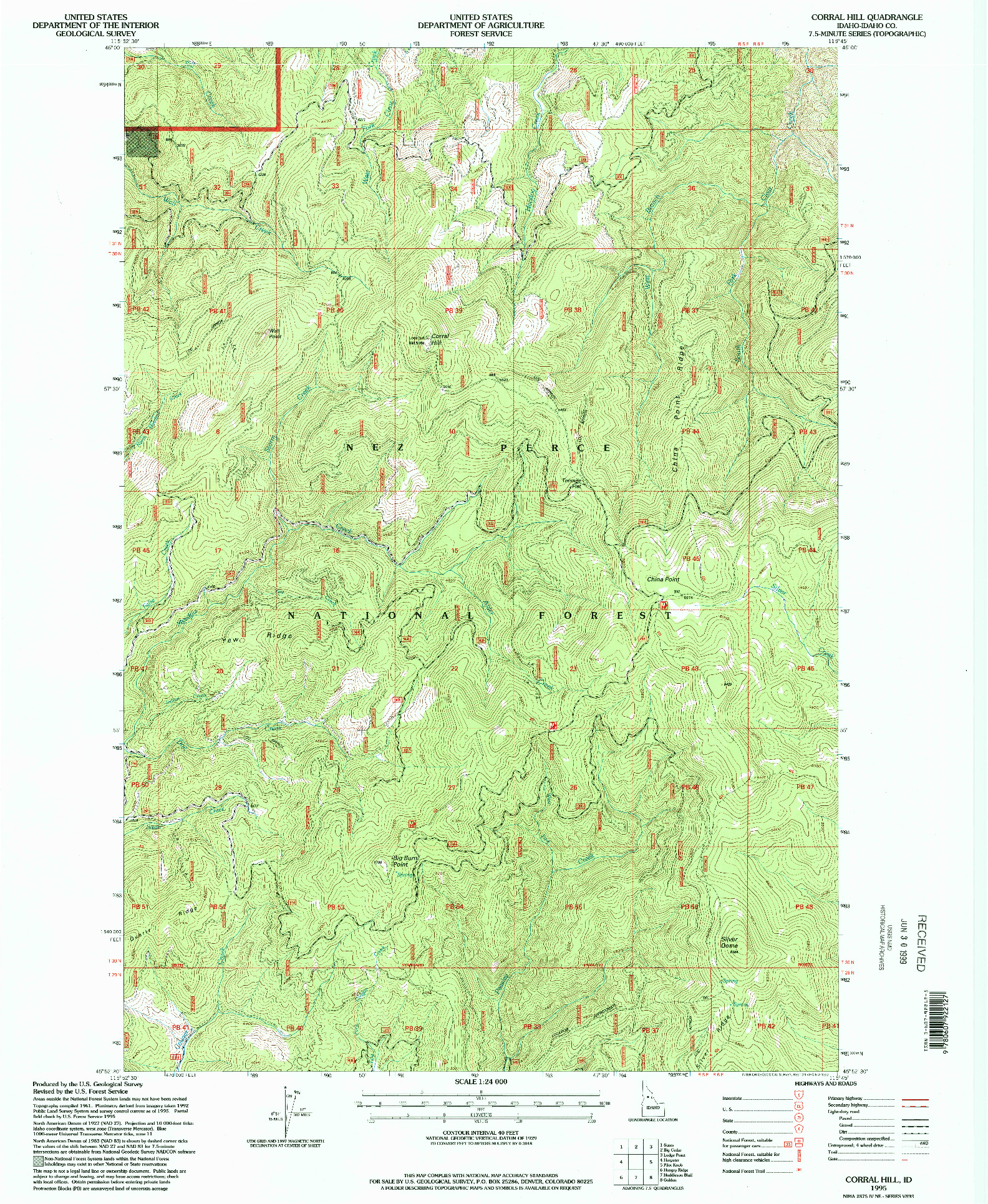USGS 1:24000-SCALE QUADRANGLE FOR CORRAL HILL, ID 1995
