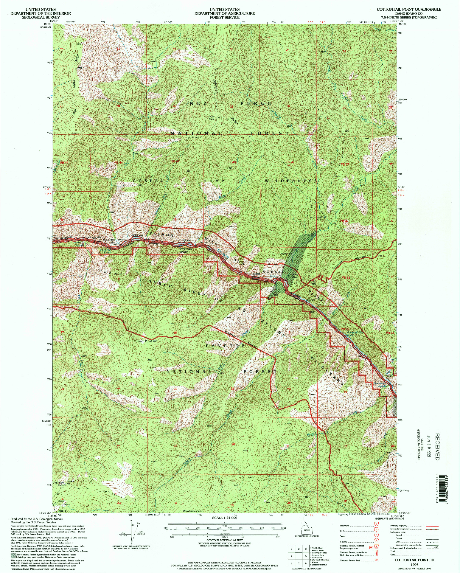 USGS 1:24000-SCALE QUADRANGLE FOR COTTONTAIL POINT, ID 1995