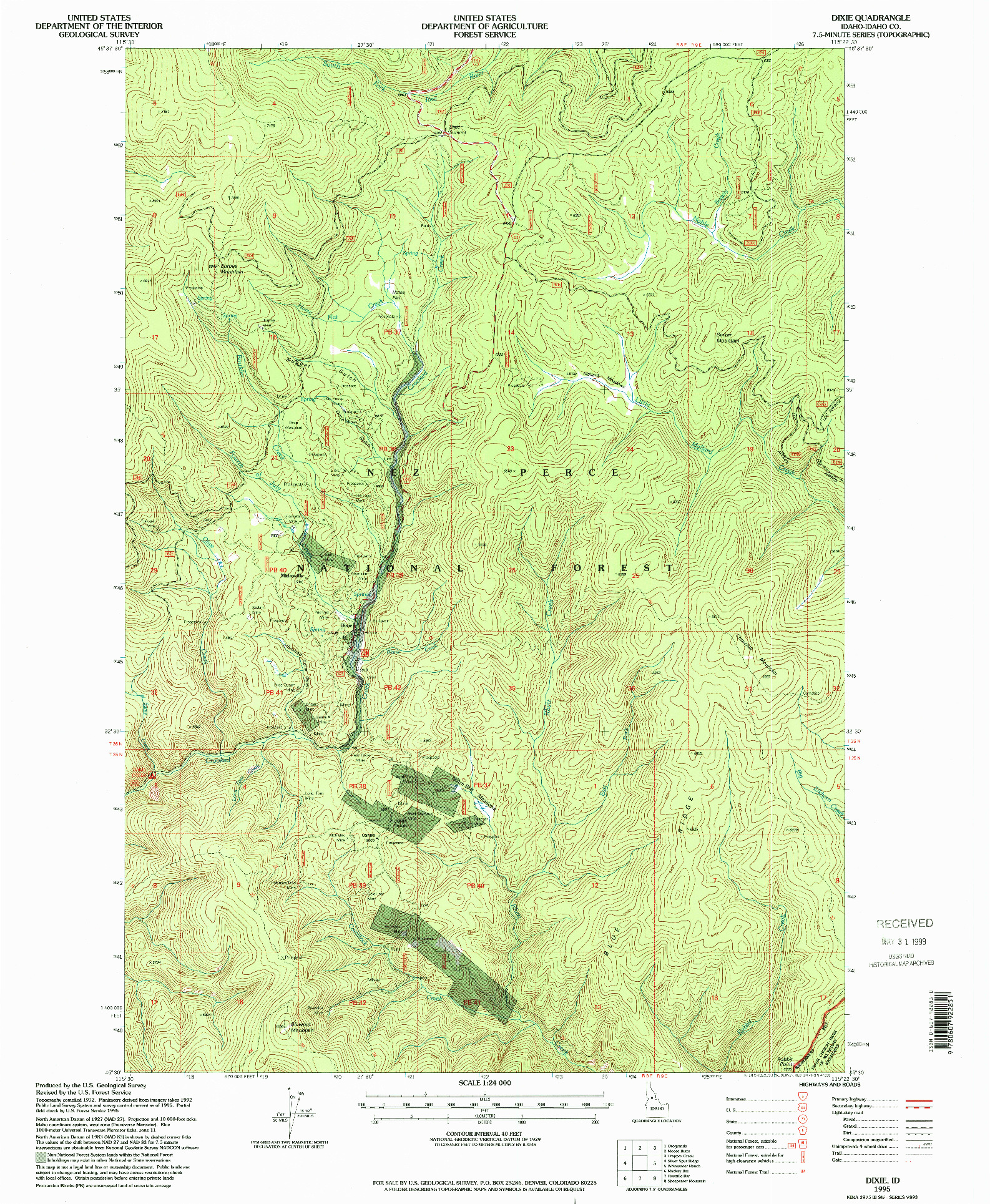 USGS 1:24000-SCALE QUADRANGLE FOR DIXIE, ID 1995