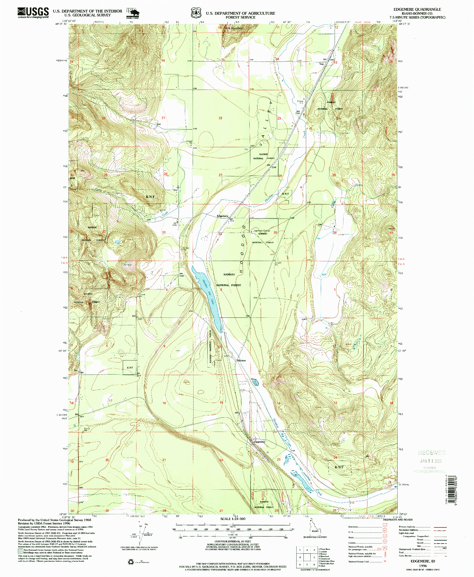 USGS 1:24000-SCALE QUADRANGLE FOR EDGEMERE, ID 1996