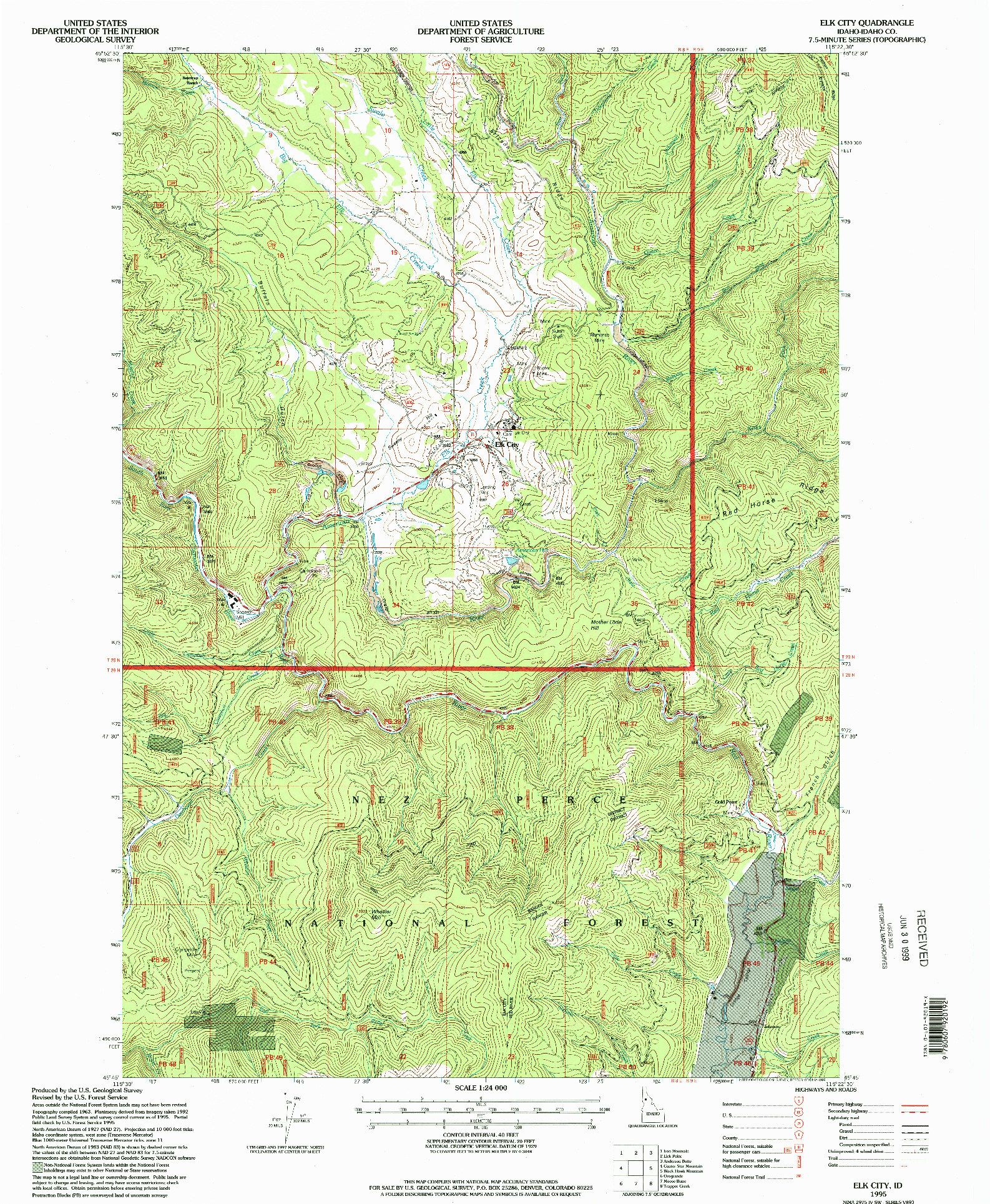 USGS 1:24000-SCALE QUADRANGLE FOR ELK CITY, ID 1995
