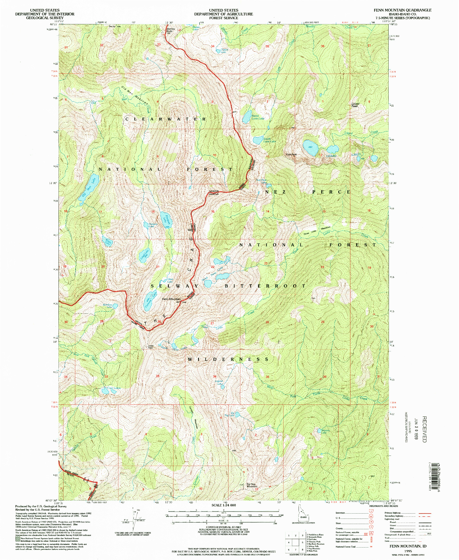 USGS 1:24000-SCALE QUADRANGLE FOR FENN MOUNTAIN, ID 1995
