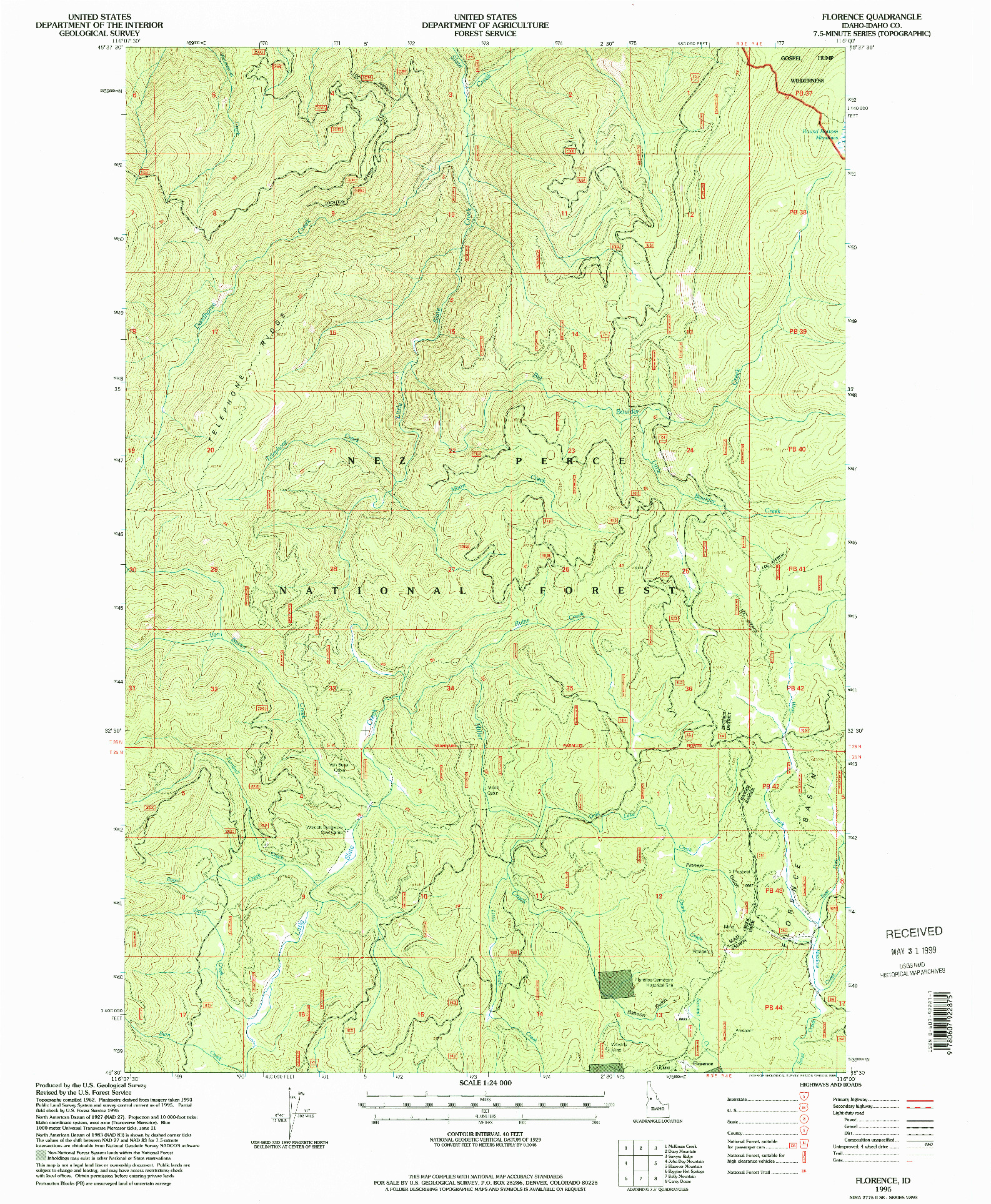 USGS 1:24000-SCALE QUADRANGLE FOR FLORENCE, ID 1995