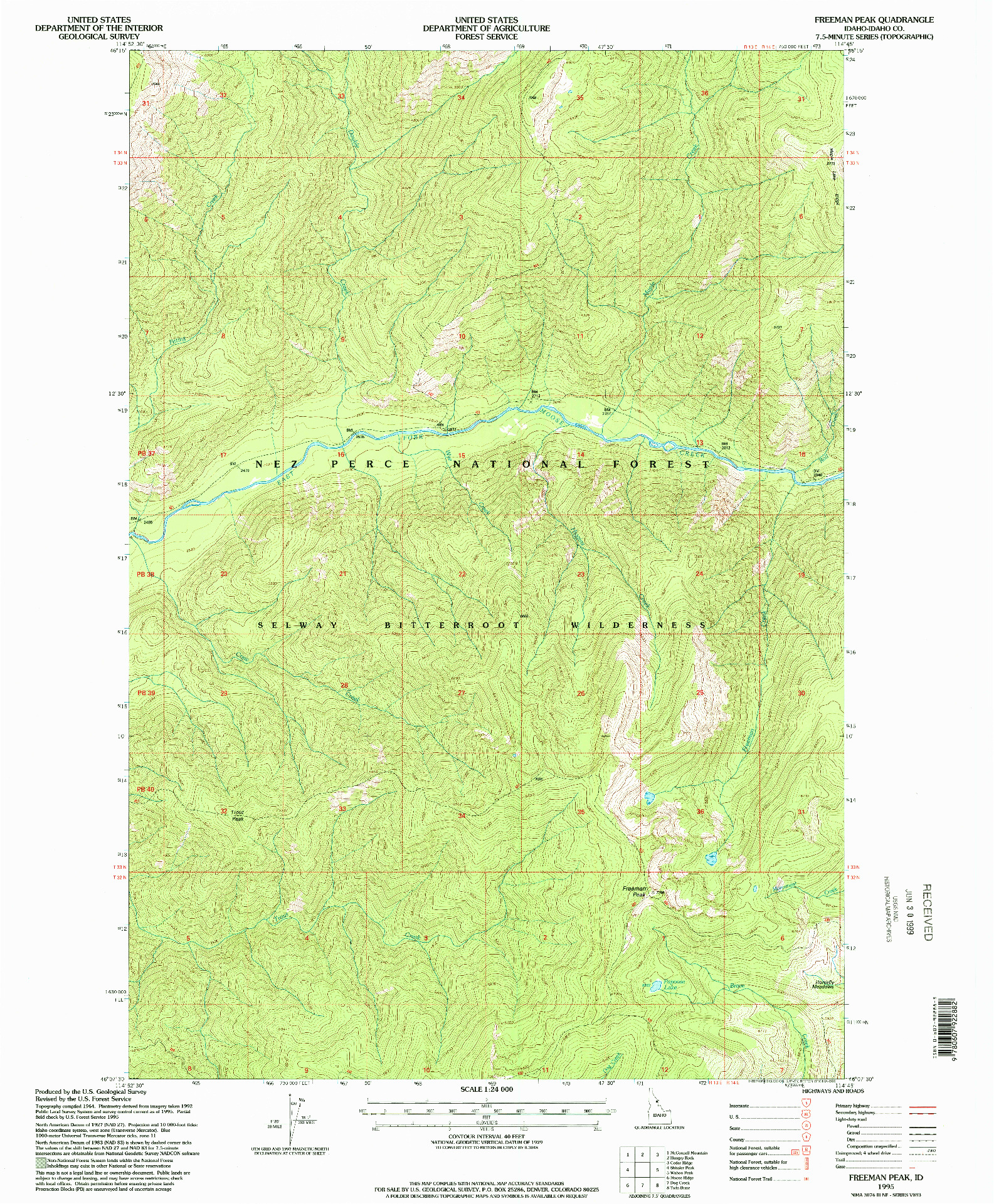 USGS 1:24000-SCALE QUADRANGLE FOR FREEMAN PEAK, ID 1995
