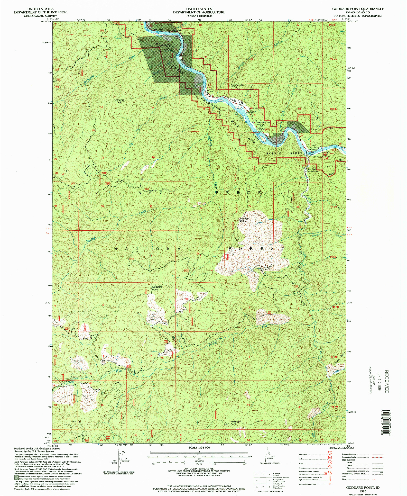 USGS 1:24000-SCALE QUADRANGLE FOR GODDARD POINT, ID 1995