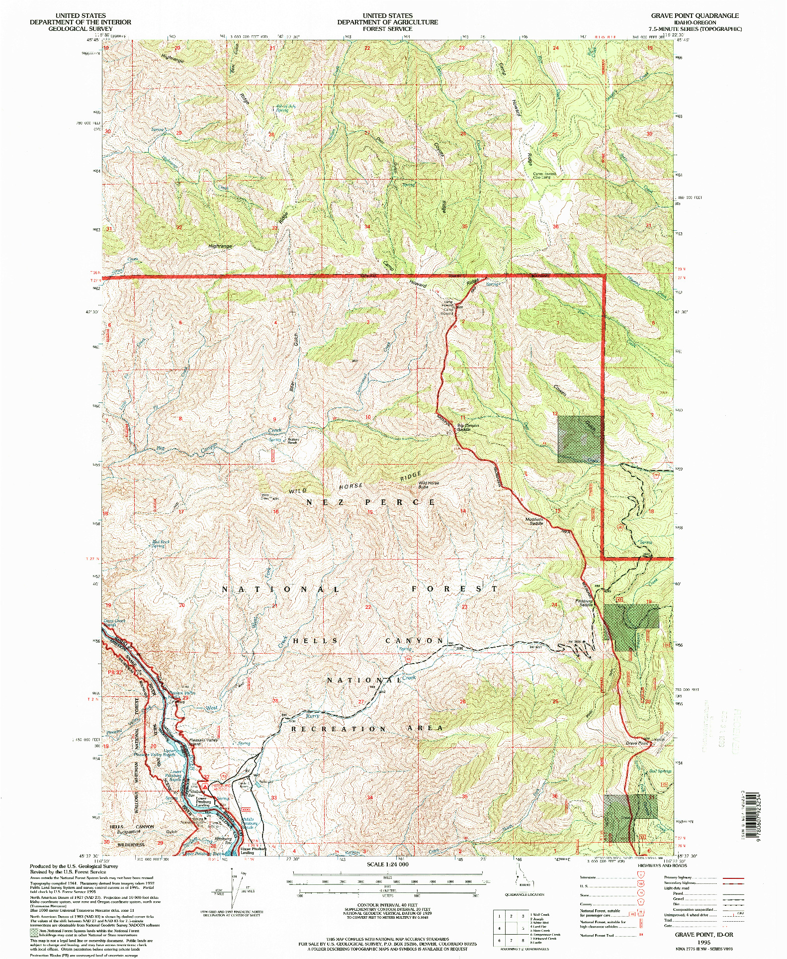 USGS 1:24000-SCALE QUADRANGLE FOR GRAVE POINT, ID 1995