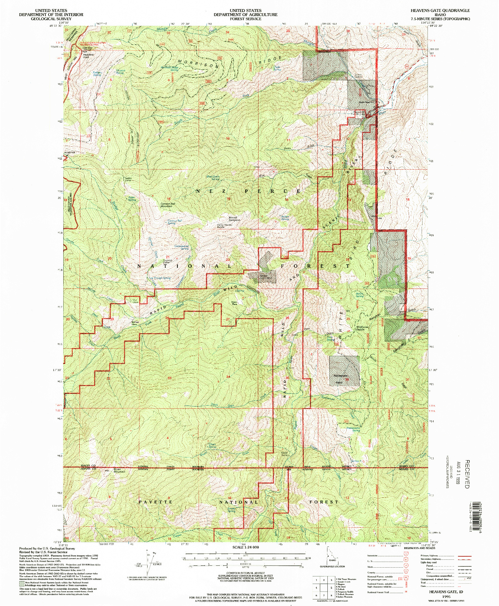 USGS 1:24000-SCALE QUADRANGLE FOR HEAVENS GATE, ID 1995