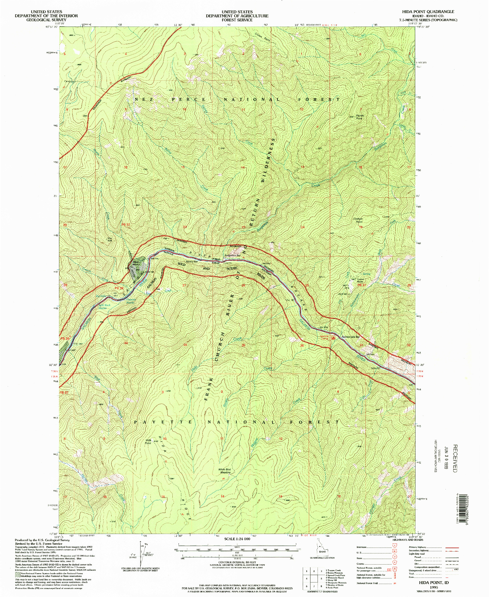 USGS 1:24000-SCALE QUADRANGLE FOR HIDA POINT, ID 1995