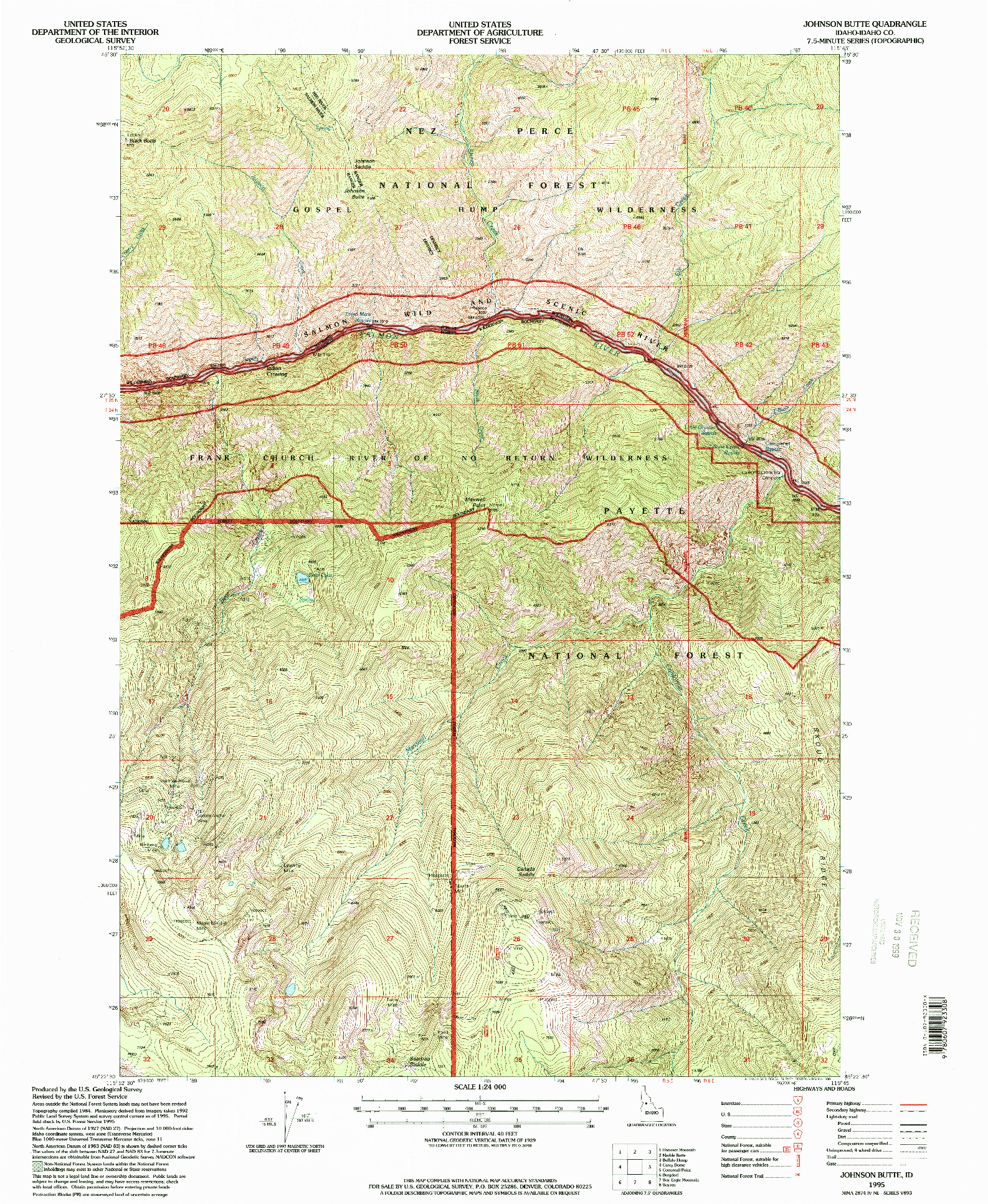 USGS 1:24000-SCALE QUADRANGLE FOR JOHNSON BUTTE, ID 1995