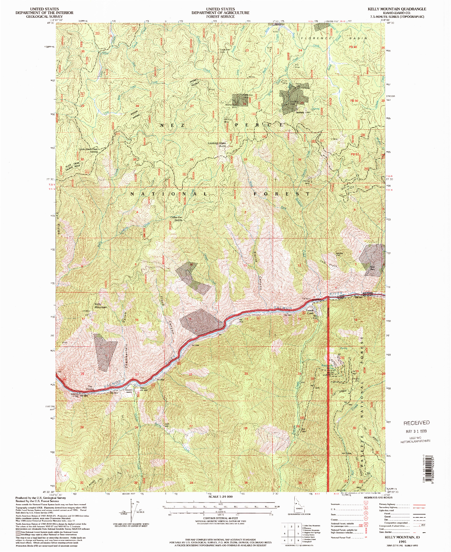 USGS 1:24000-SCALE QUADRANGLE FOR KELLY MOUNTAIN, ID 1995