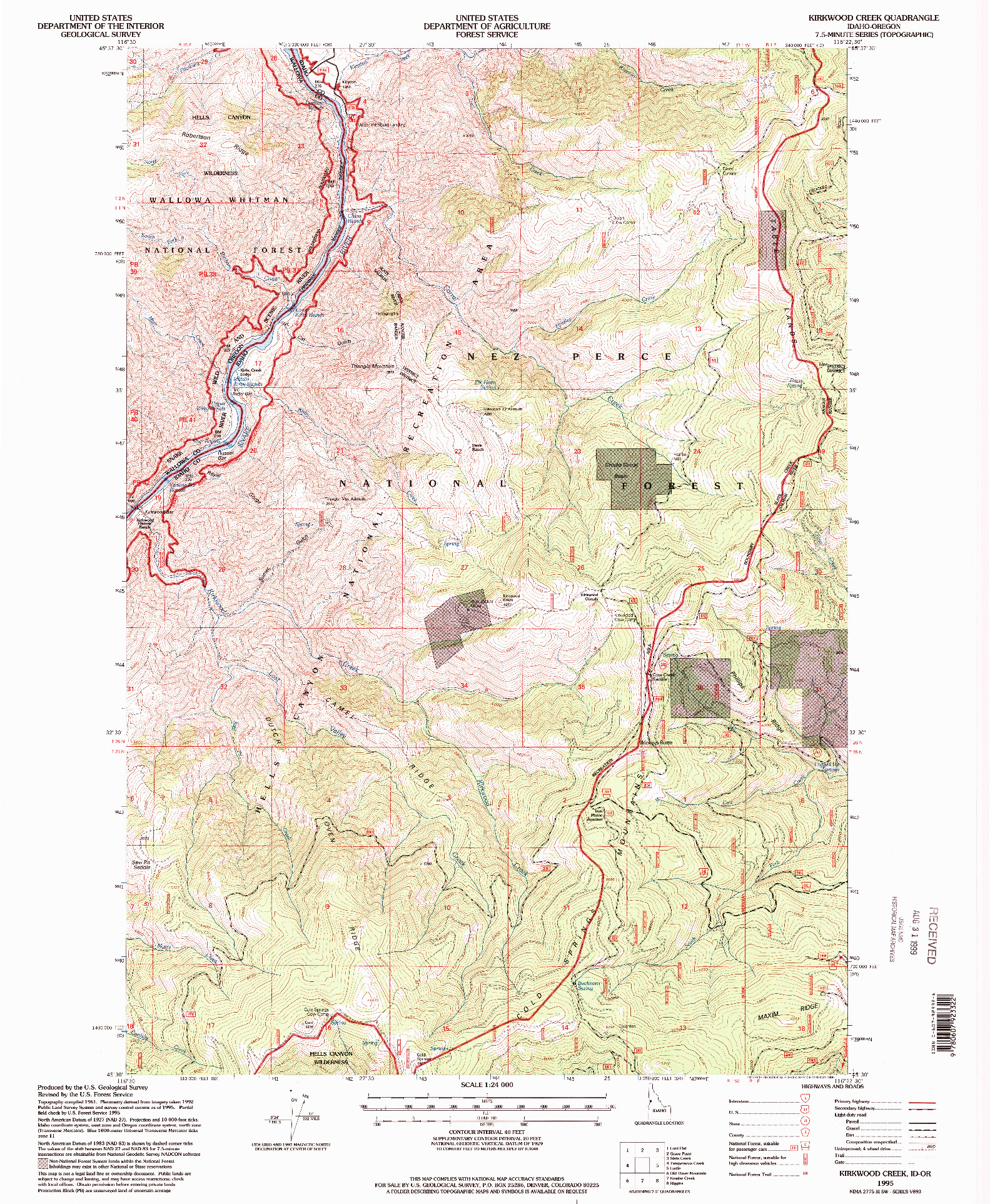 USGS 1:24000-SCALE QUADRANGLE FOR KIRKWOOD CREEK, ID 1995