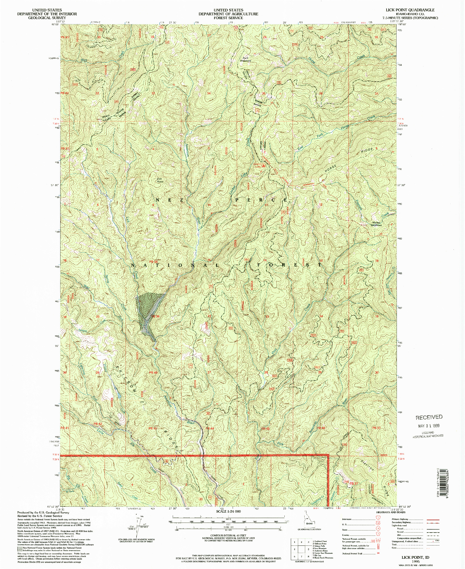 USGS 1:24000-SCALE QUADRANGLE FOR LICK POINT, ID 1995