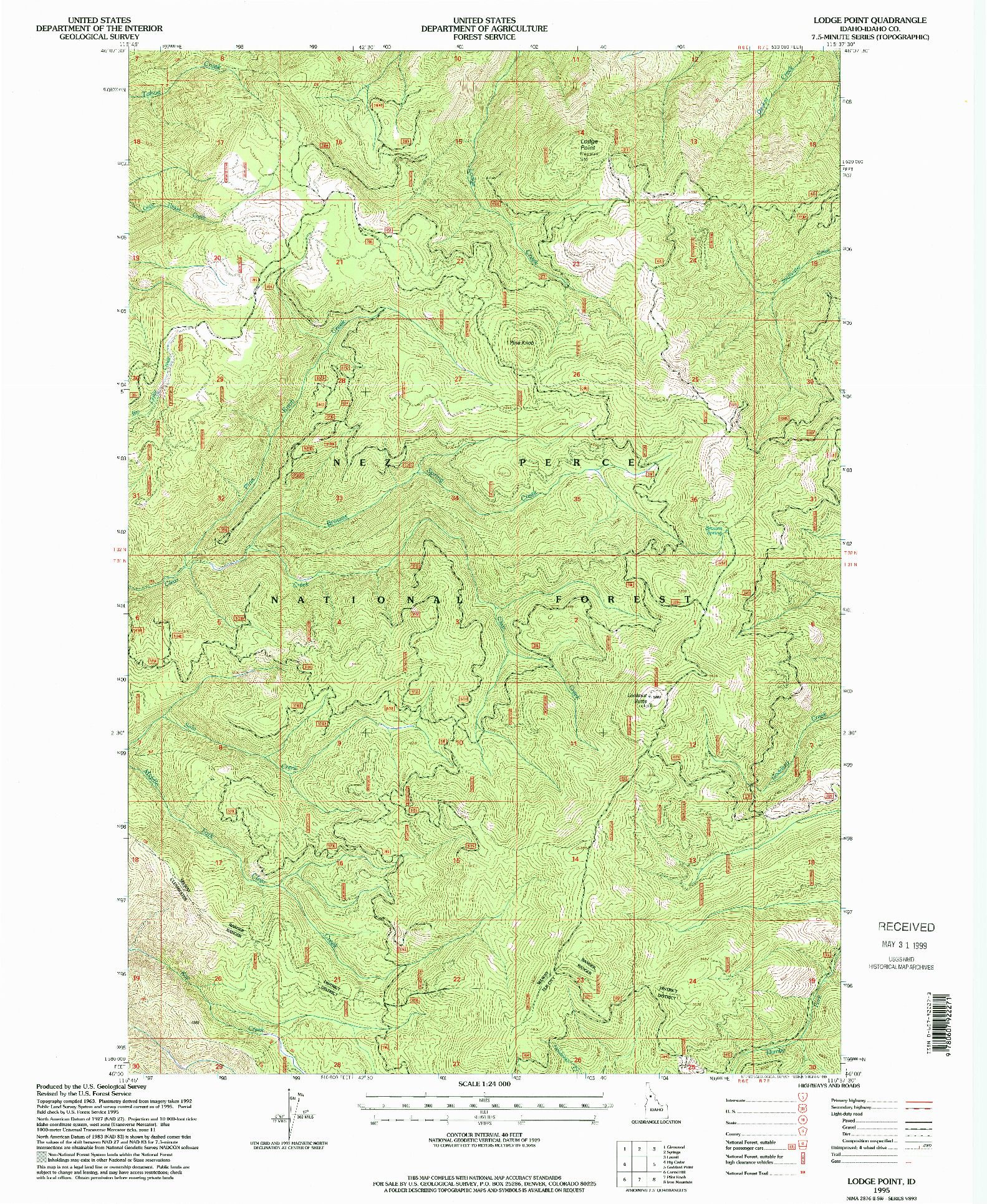 USGS 1:24000-SCALE QUADRANGLE FOR LODGE POINT, ID 1995