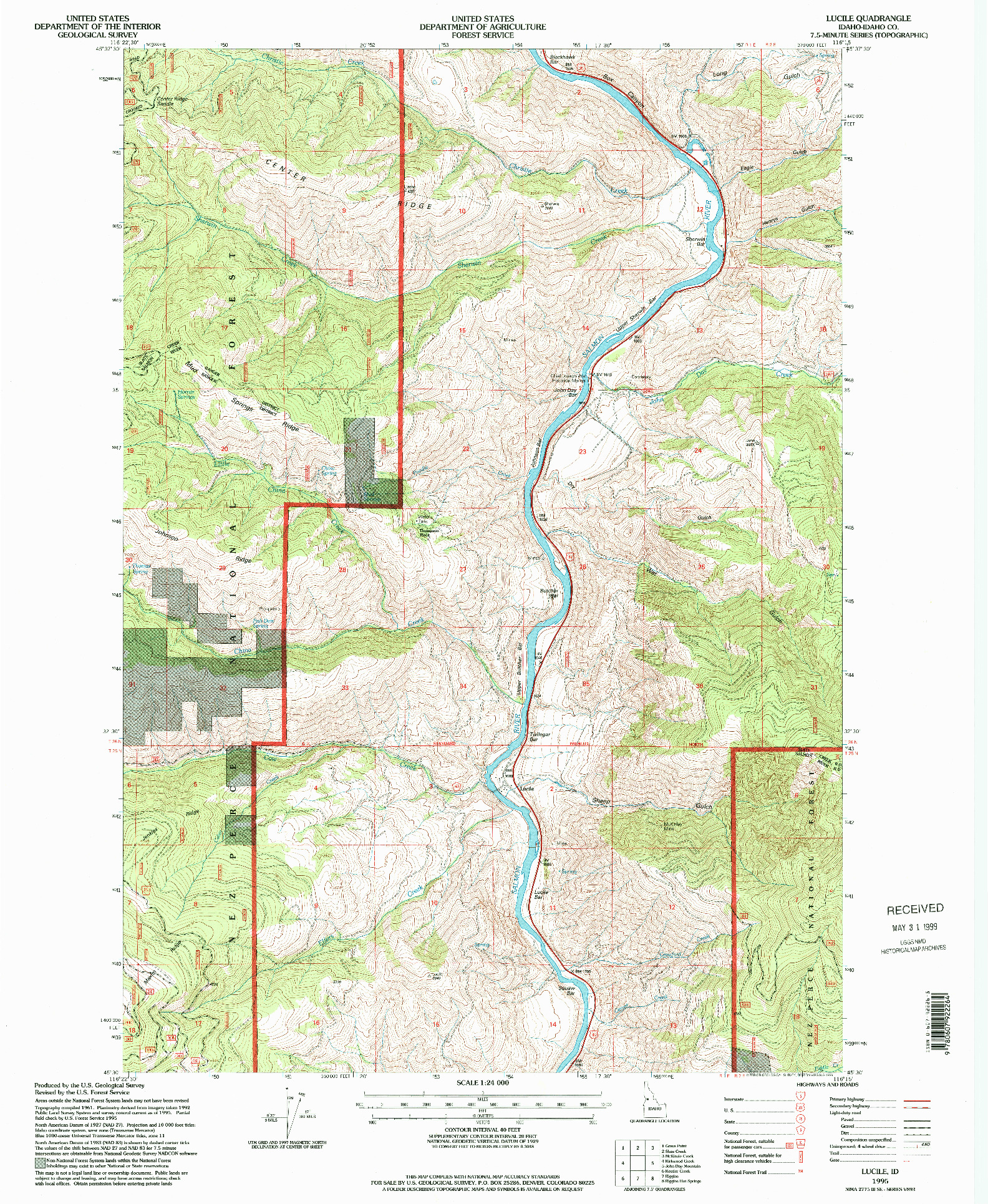 USGS 1:24000-SCALE QUADRANGLE FOR LUCILE, ID 1995