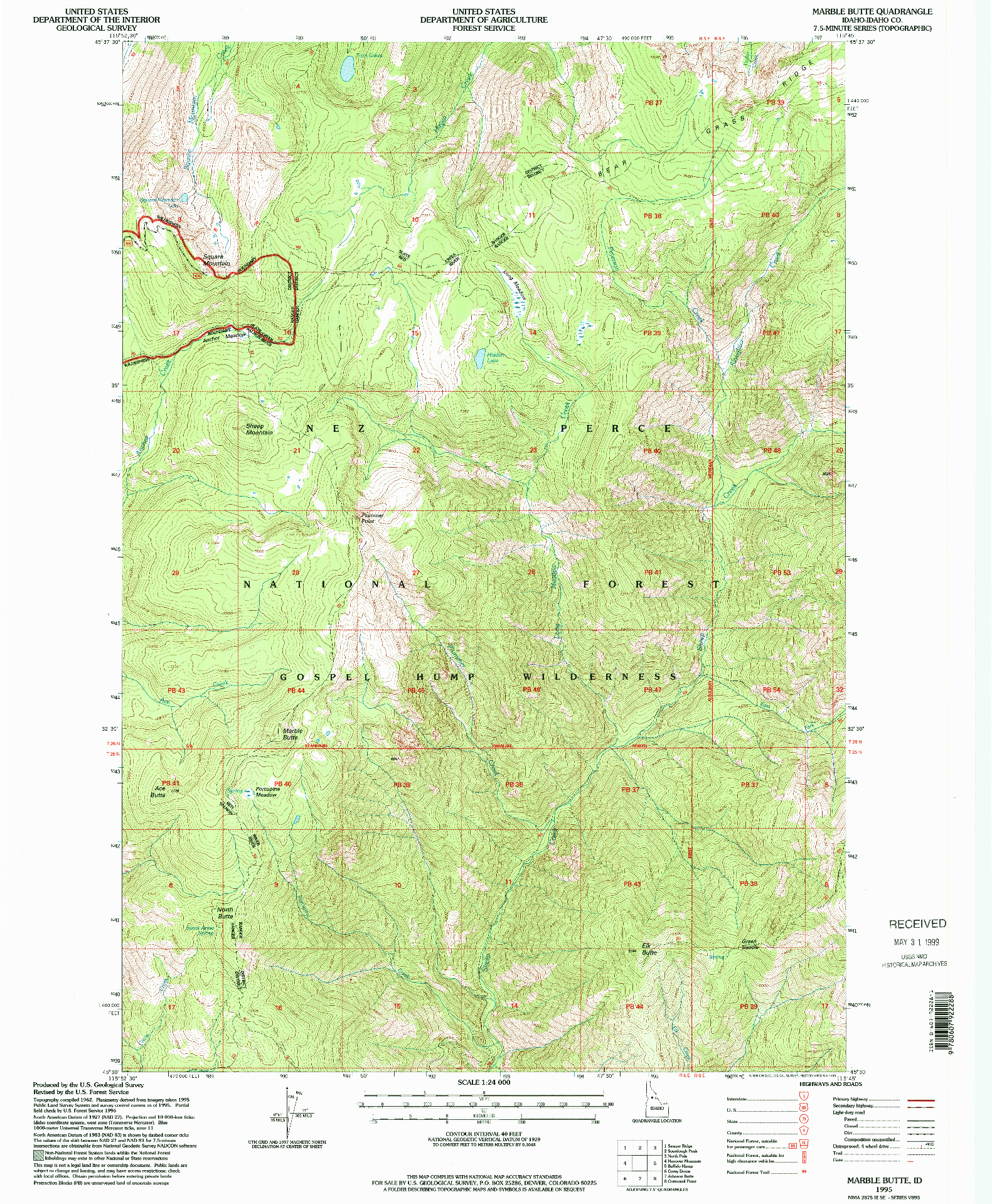 USGS 1:24000-SCALE QUADRANGLE FOR MARBLE BUTTE, ID 1995